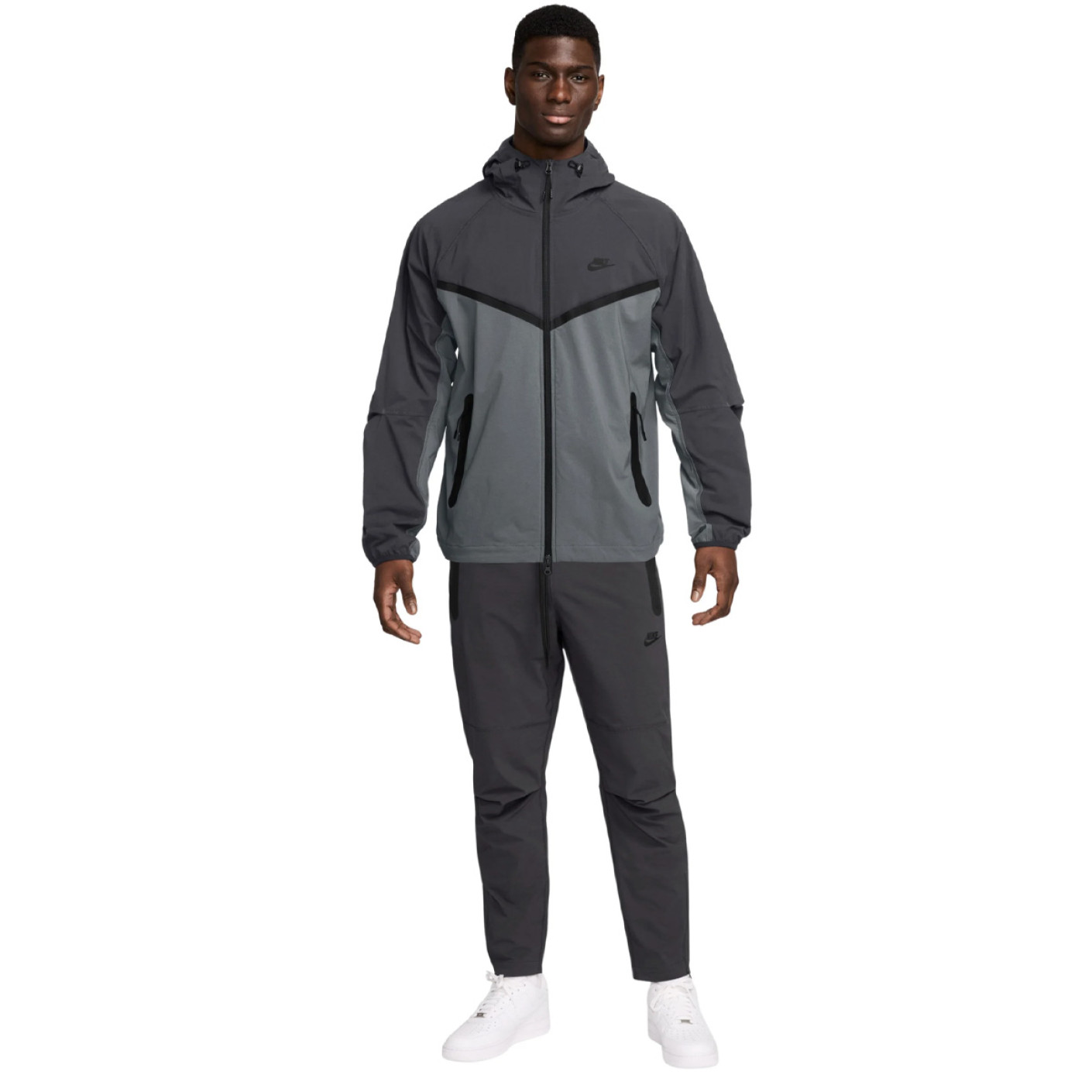 Nike Tech Sportswear Windrunner Trainingspak Woven Donkergrijs Grijs Zwart