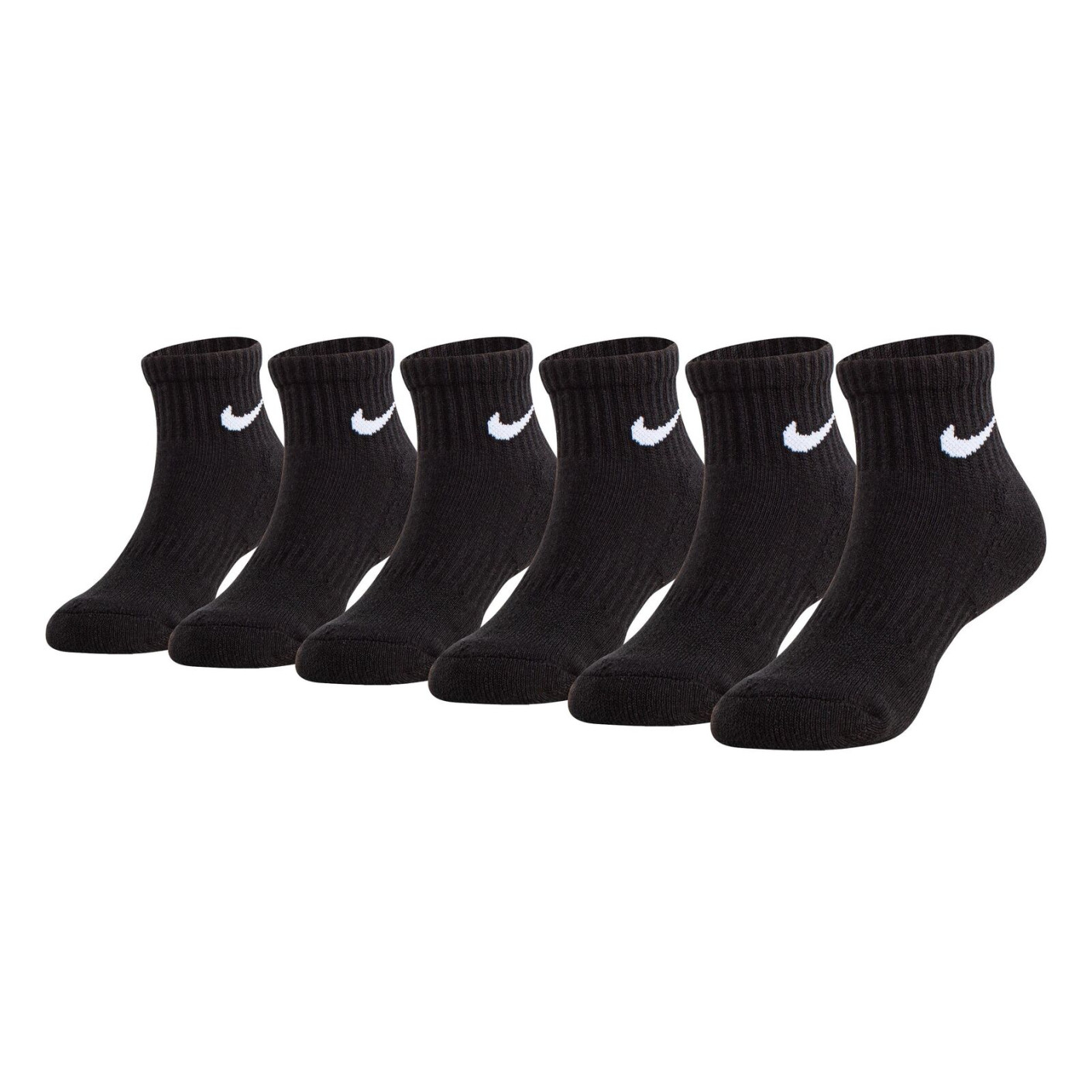 Nike Performance Dri-Fit Basics Quarter Sokken 6-Pack Kleuters Zwart Wit