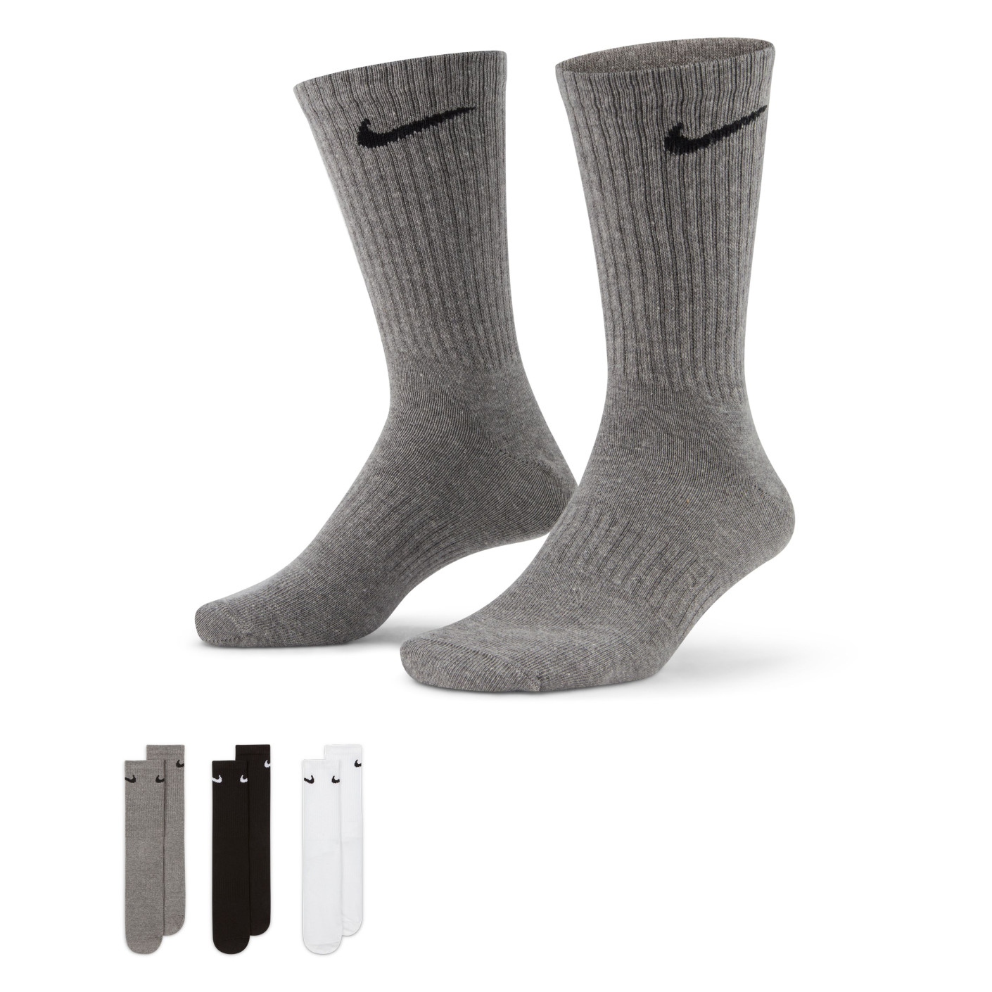 Nike Everyday Lightweight Sports Socks 3-Pack Grey Black White