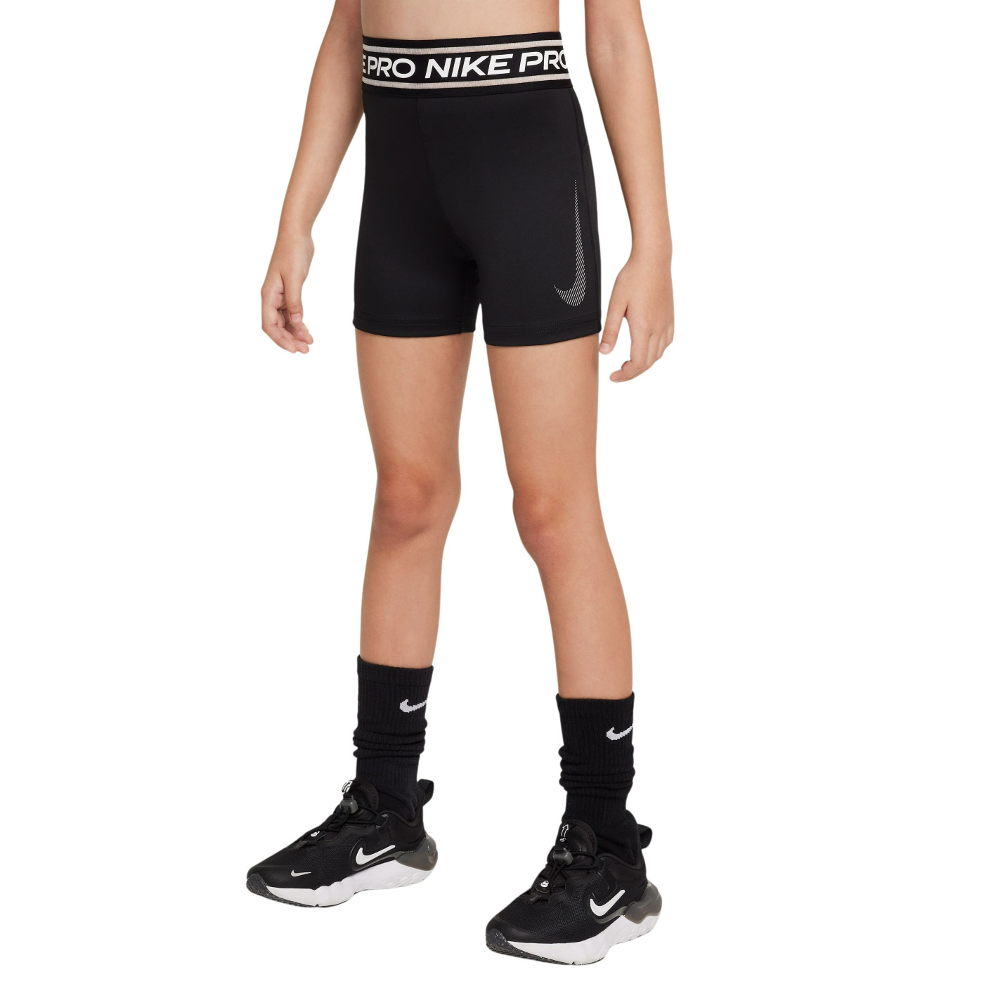 Nike Pro 3 Inch Sportbroekje Meisjes Zwart Wit