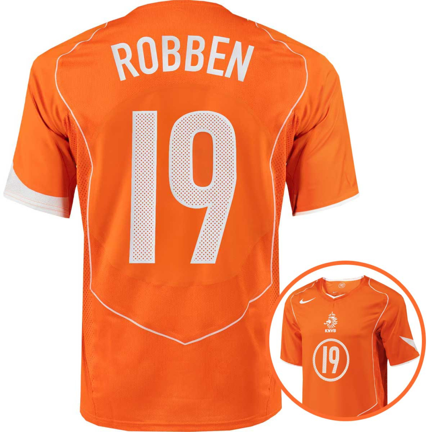 Nike Nederlands Elftal Total 90 Robben 19 Thuisshirt 2004 Reissue