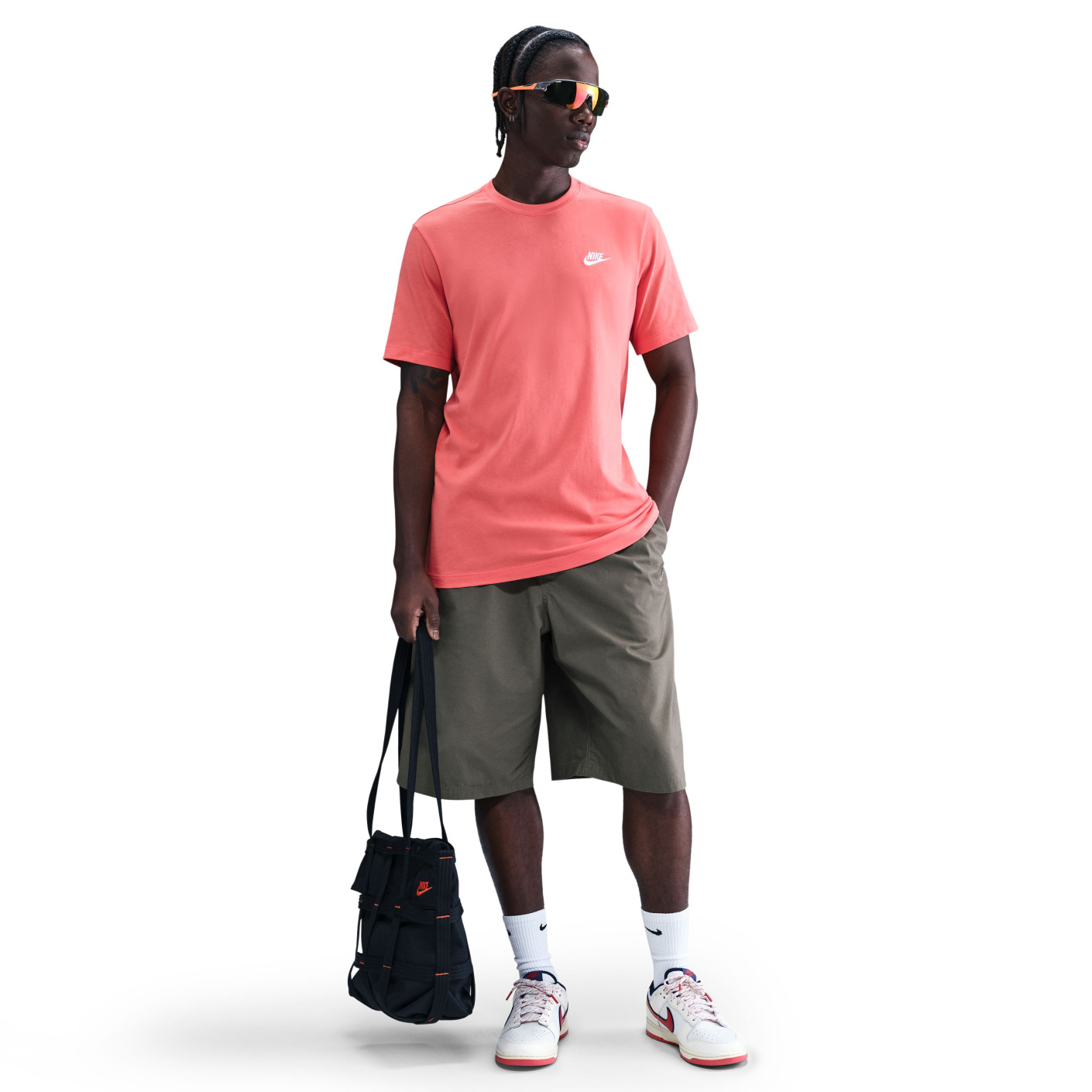 Nike Club Sportswear T-Shirt Lichtrood Wit