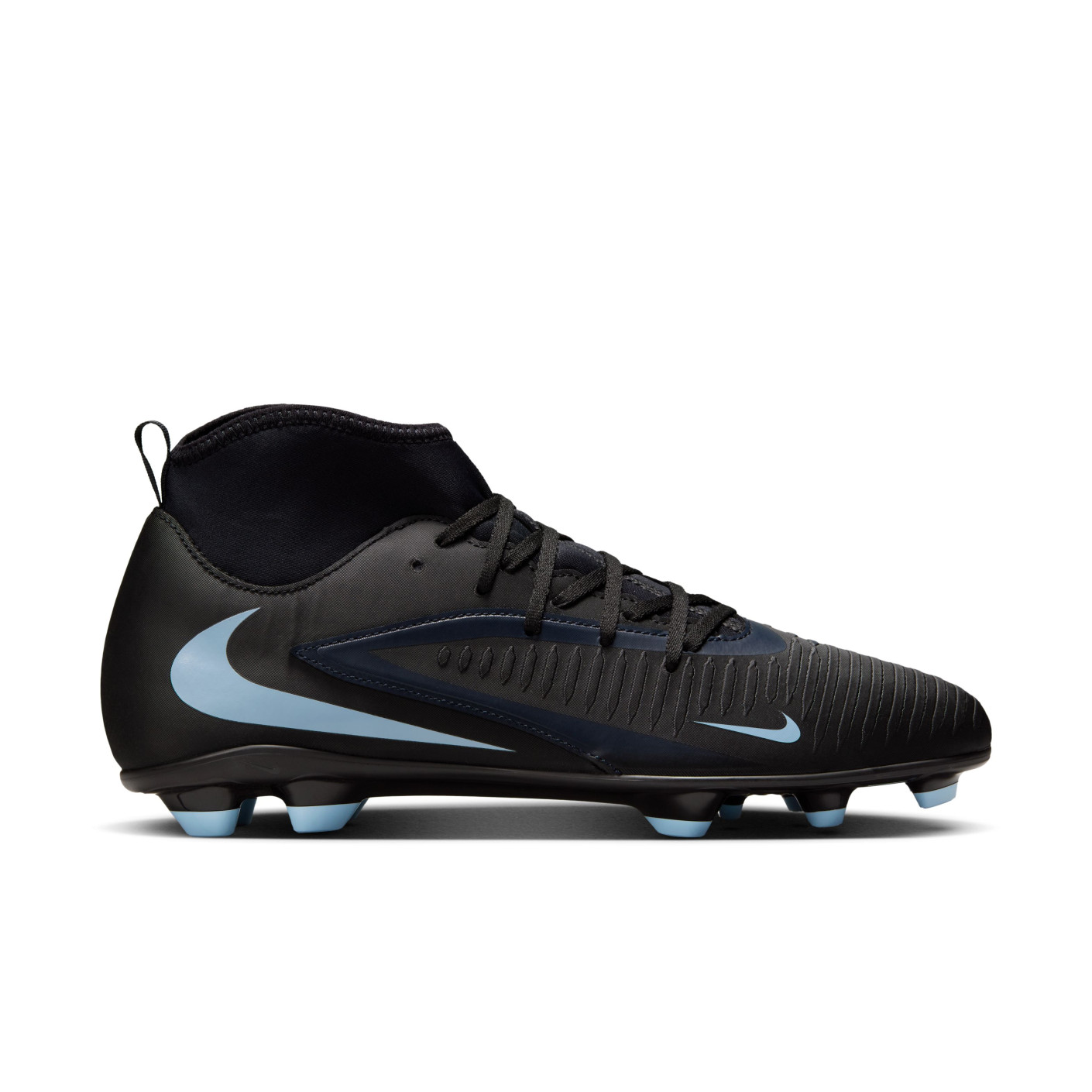 Nike Phantom 6 High Club Grass/Artificial Grass Football Boots (MG) Black Light Blue
