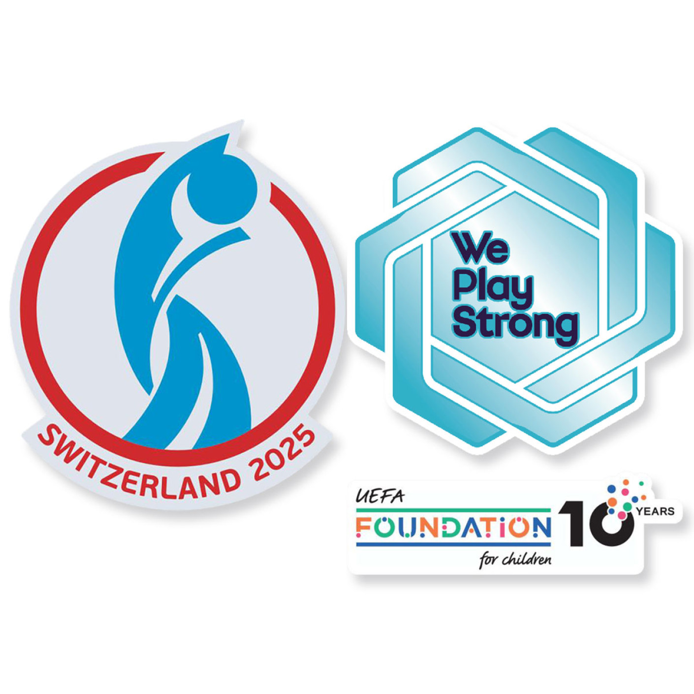 Bedrukking UEFA Womens Euro 2025 en We Play Strong en Foundation Adult Badge