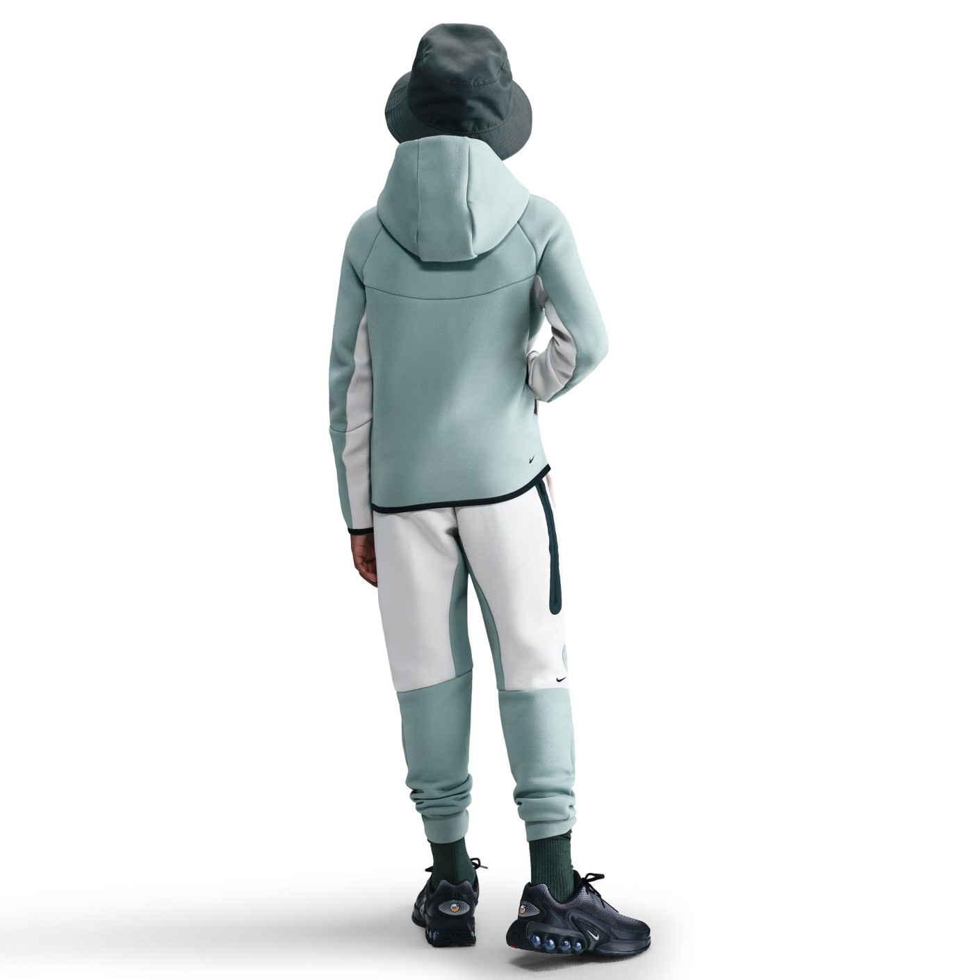 white and green nike tech fleece