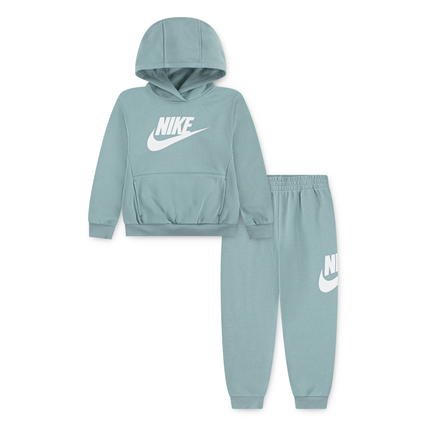 Nike Club Fleece Hooded Trainingspak Peuters Grijsgroen Wit