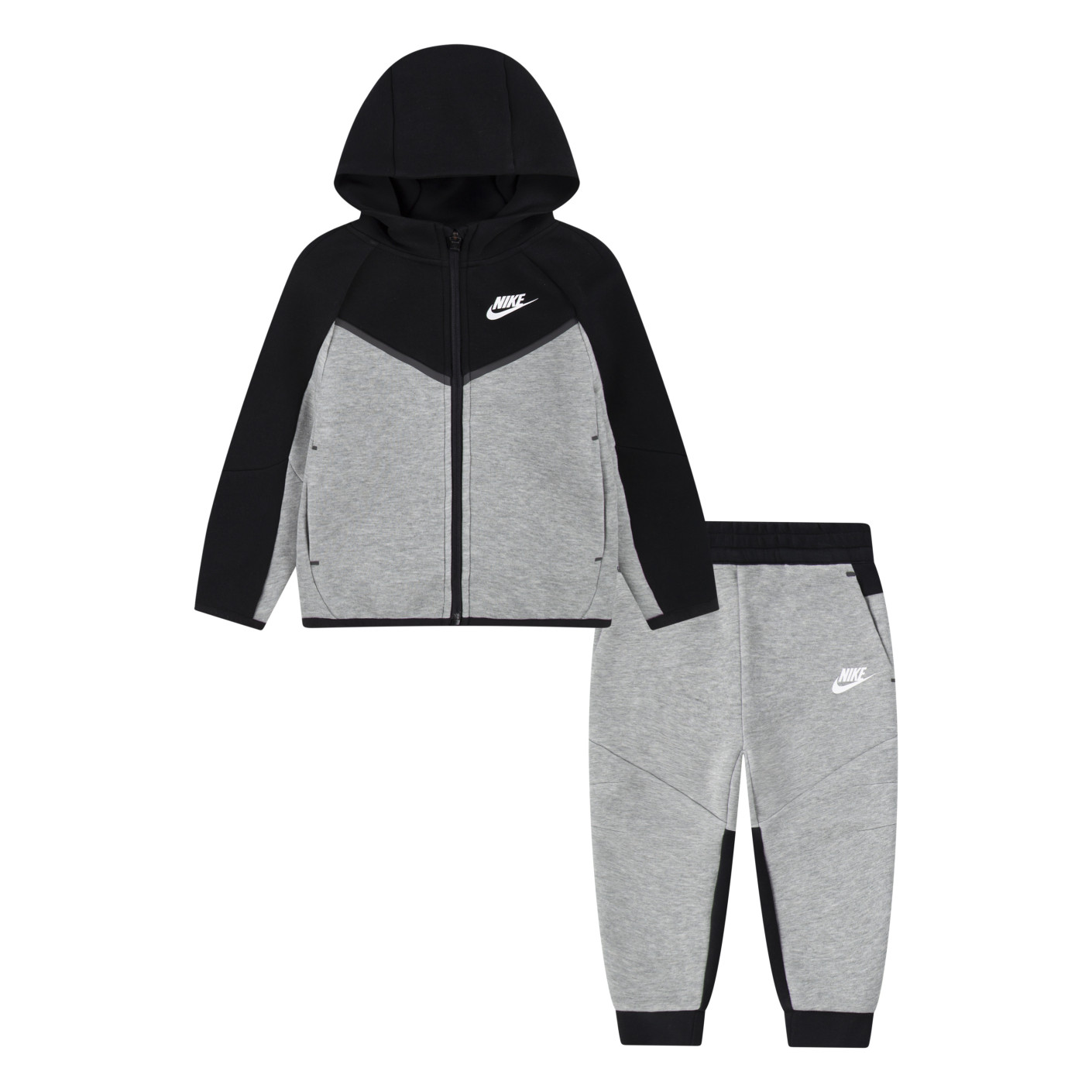 Nike Tech Fleece Full-Zip Trainingspak Peuters Lichtgrijs Zwart Wit