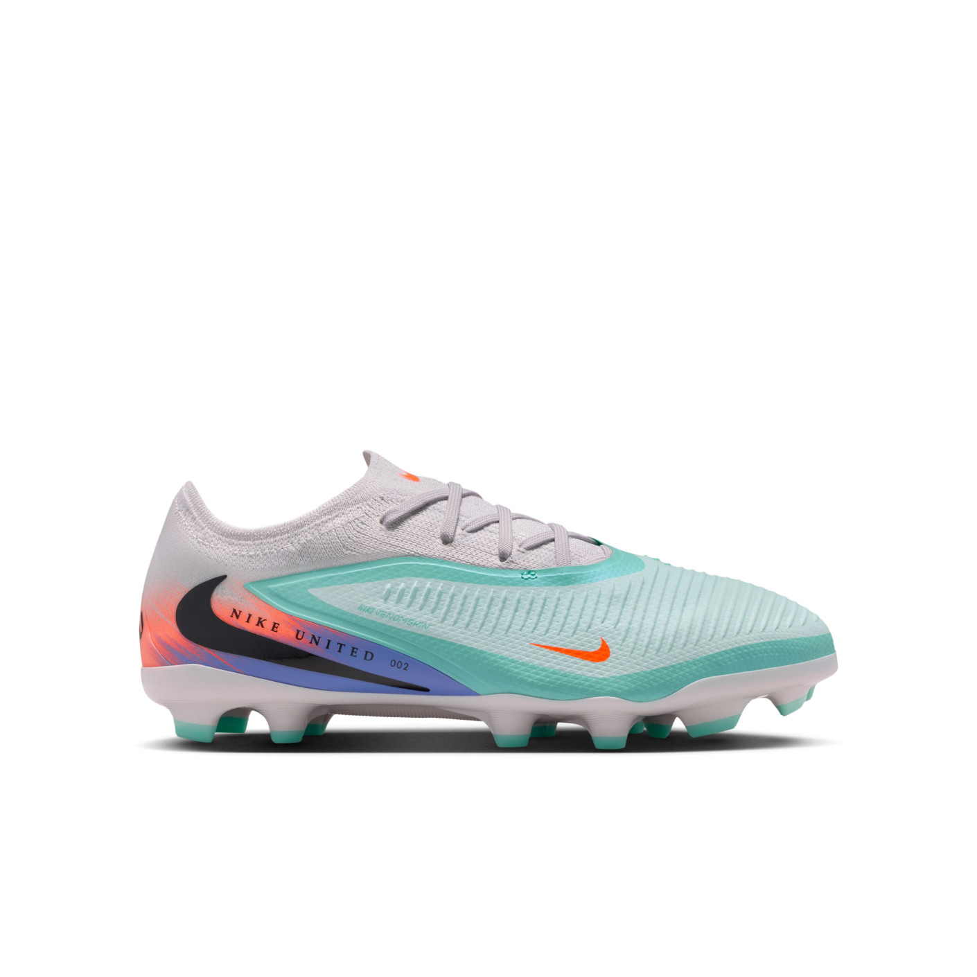Nike Phantom 6 Low Pro Gras / Kunstgras Voetbalschoenen (MG) Kids Zilver Turquoise Oranje Blauw