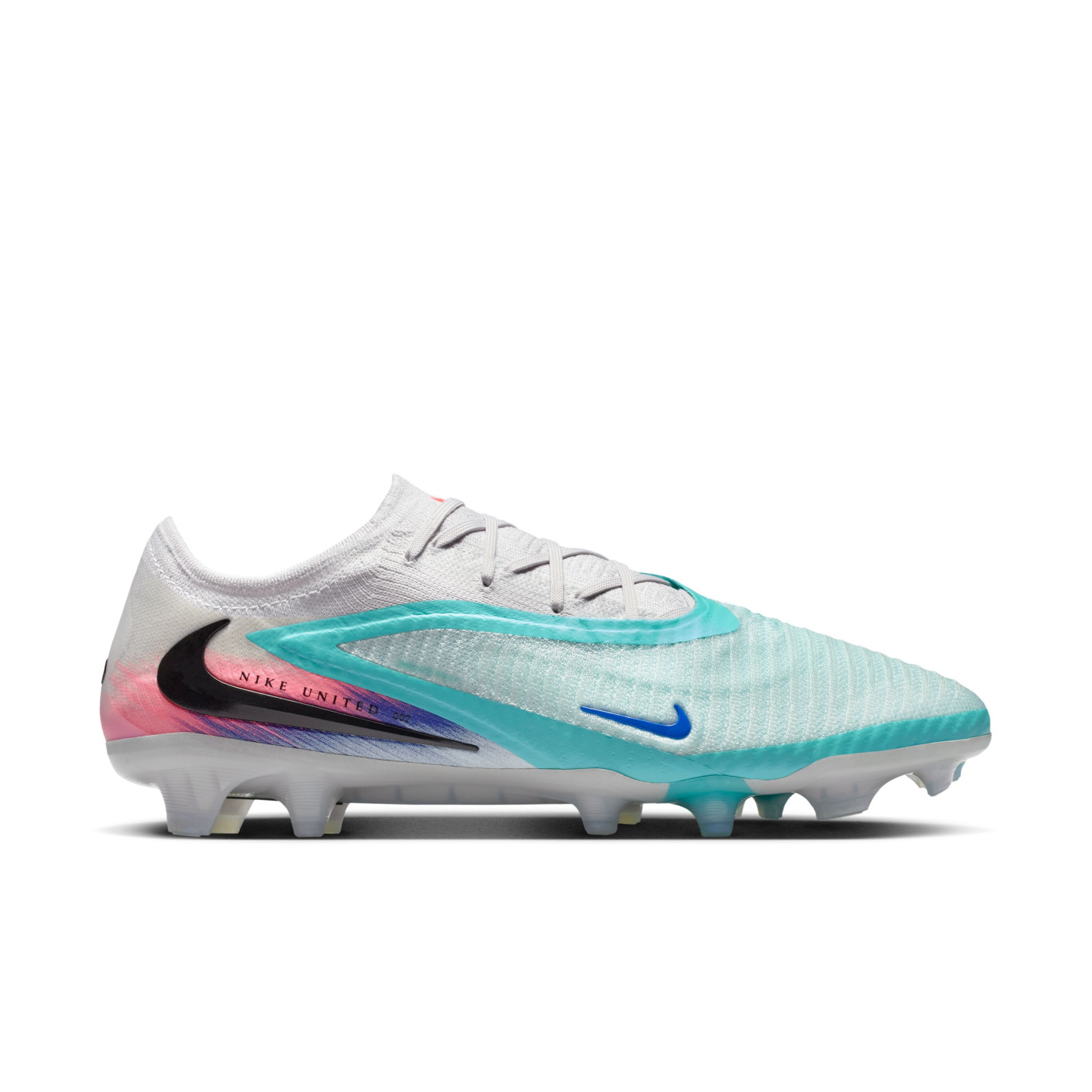 Nike Phantom 6 Low Elite Gras Voetbalschoenen (FG) Zilver Turquoise Oranje Blauw