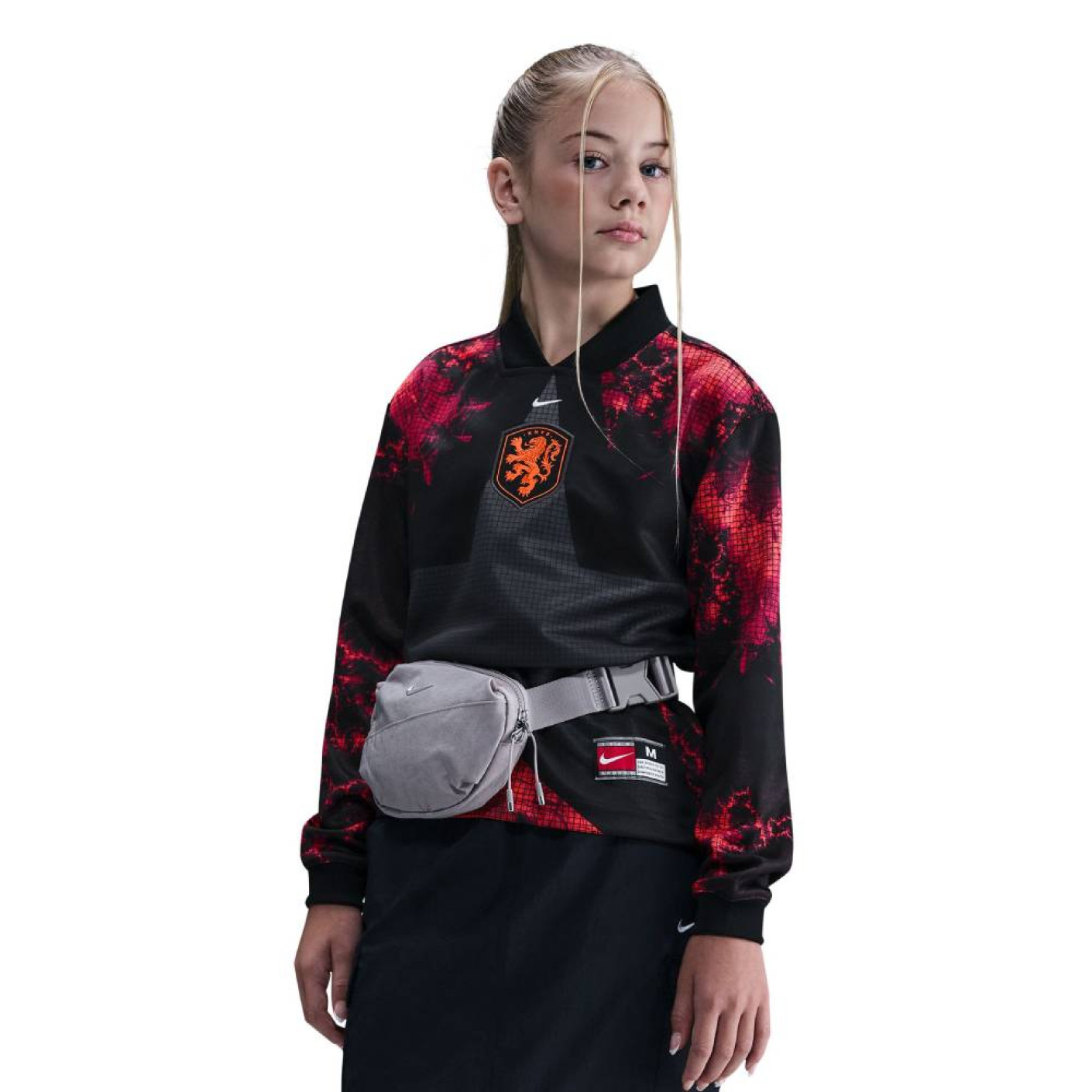 Nike Netherlands Goalkeeper Shirt Hollywood Long Sleeve Kids Black Orange