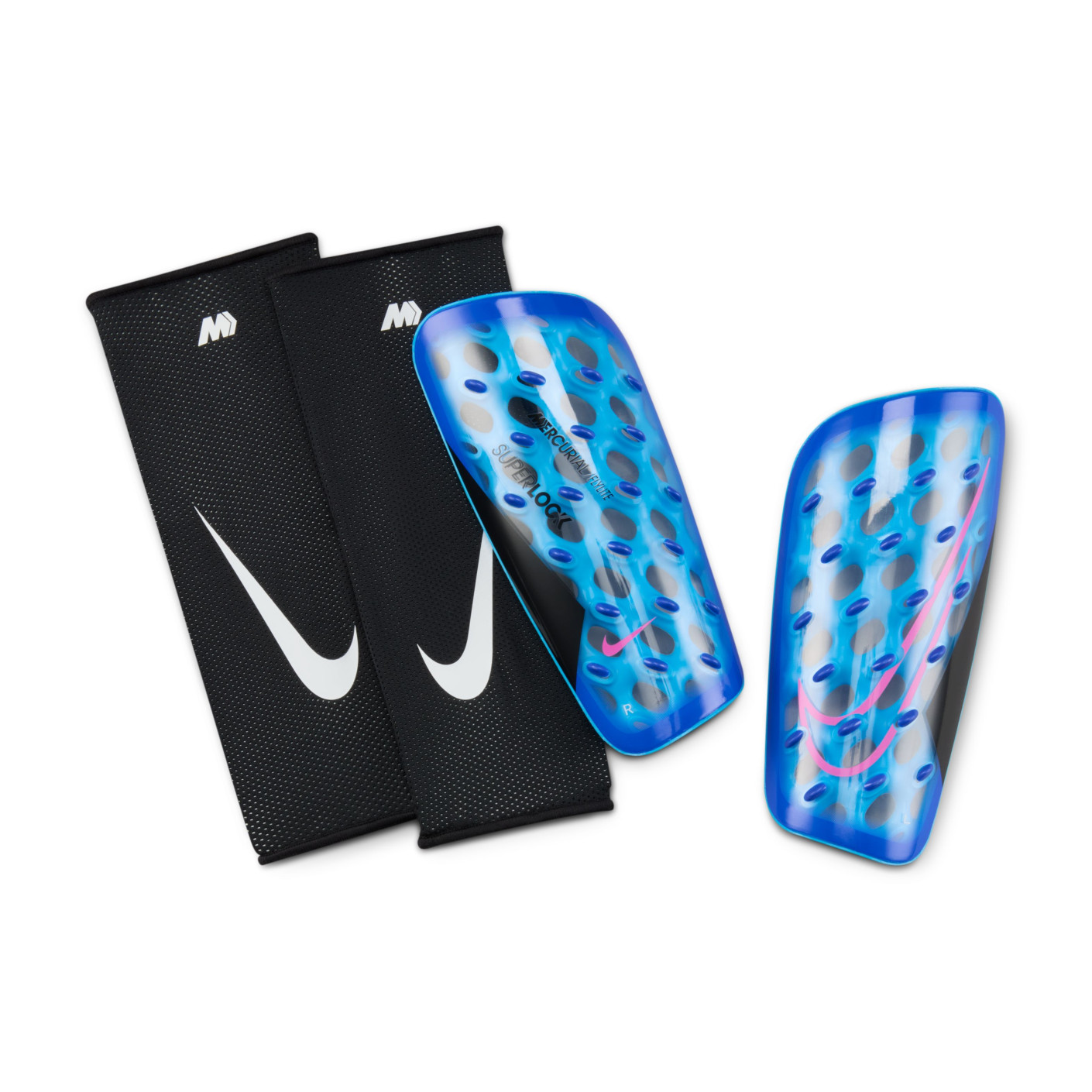 Nike Mercurial Scheenbeschermers Superlock FlyLite Blauw Zwart Felroze
