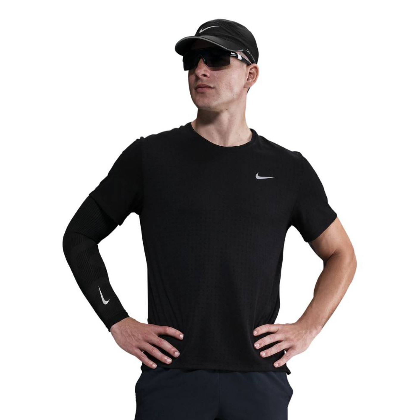 Nike Breathe Miler Trainingsshirt Zwart Zilver