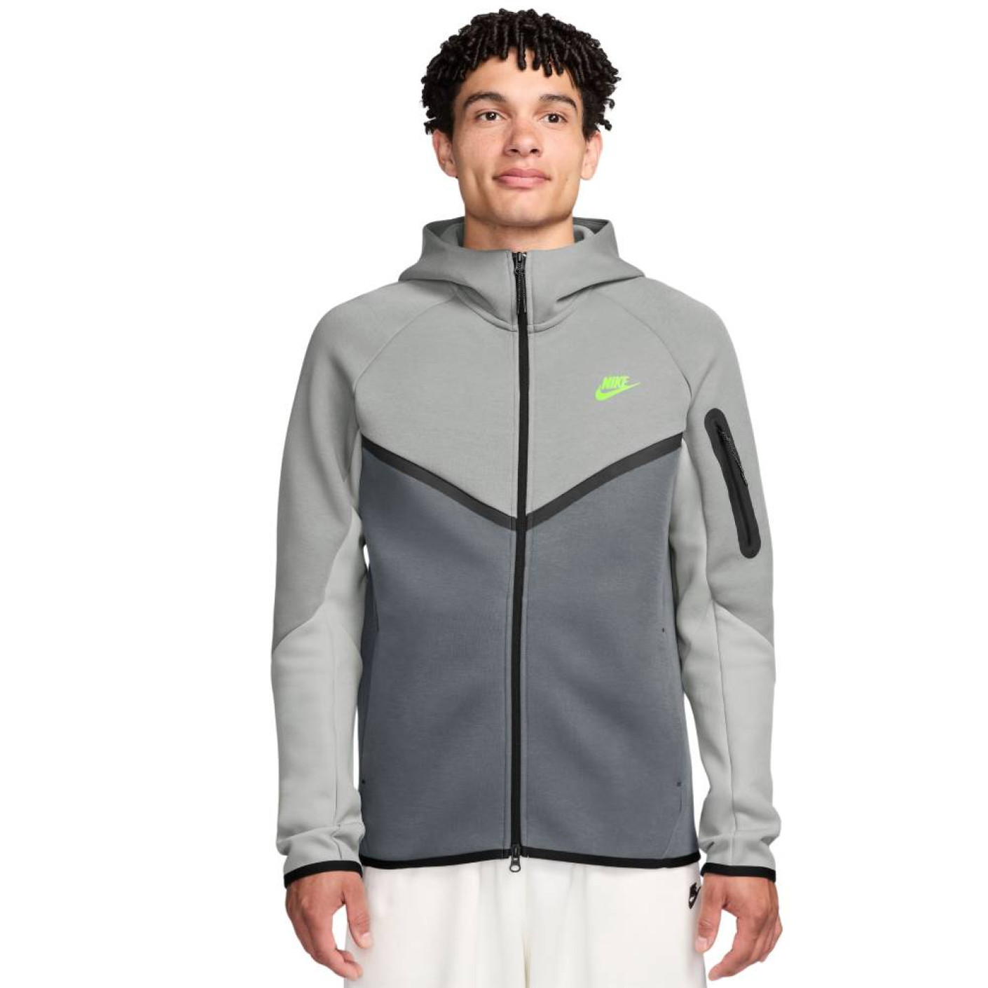 Nike Tech Fleece Vest Grey Dark Grey Bright Green