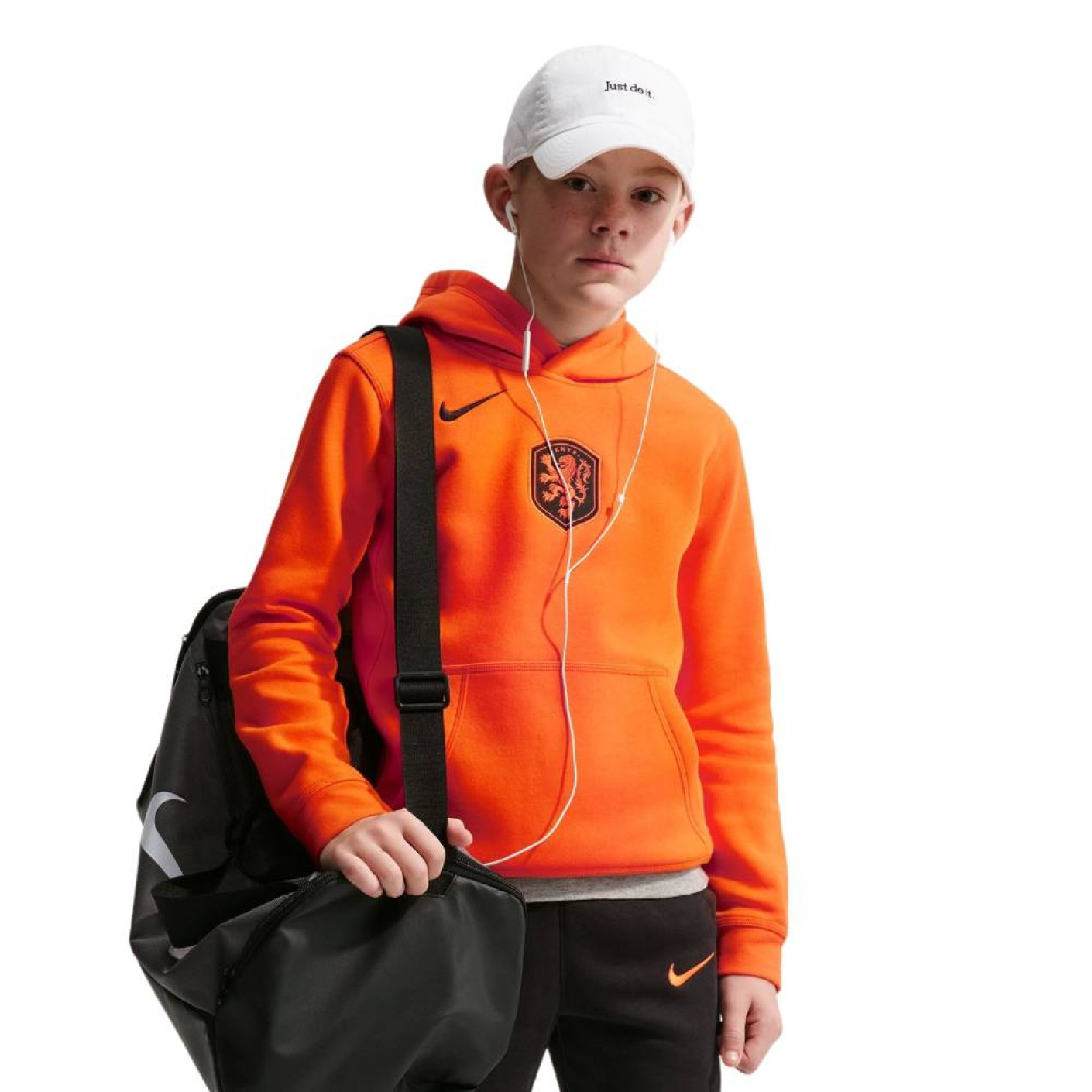 Nike Netherlands Club Sportswear Hoodie 2026-2028 Kids Bright Orange Black