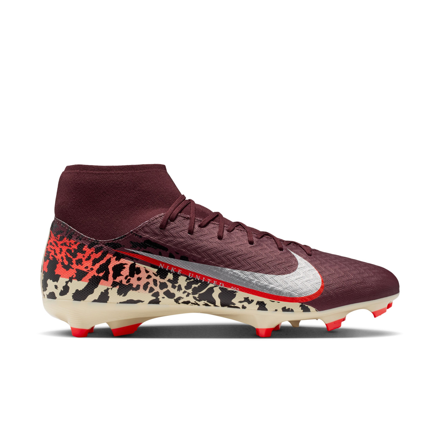 Nike Zoom Mercurial Academy Superfly 10 Gras / Kunstgras Voetbalschoenen (MG) Bordeauxrood Zilver Oranje