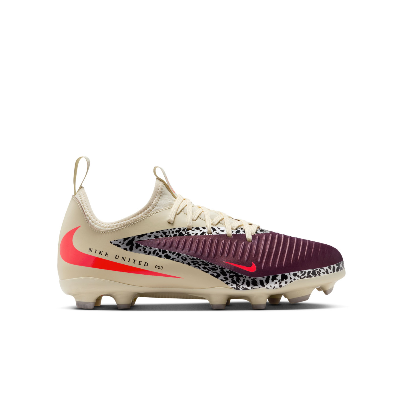 Nike Phantom 6 Academy Low Gras / Kunstgras Voetbalschoenen (MG) Kids Gebroken Wit Bordeauxrood Rood