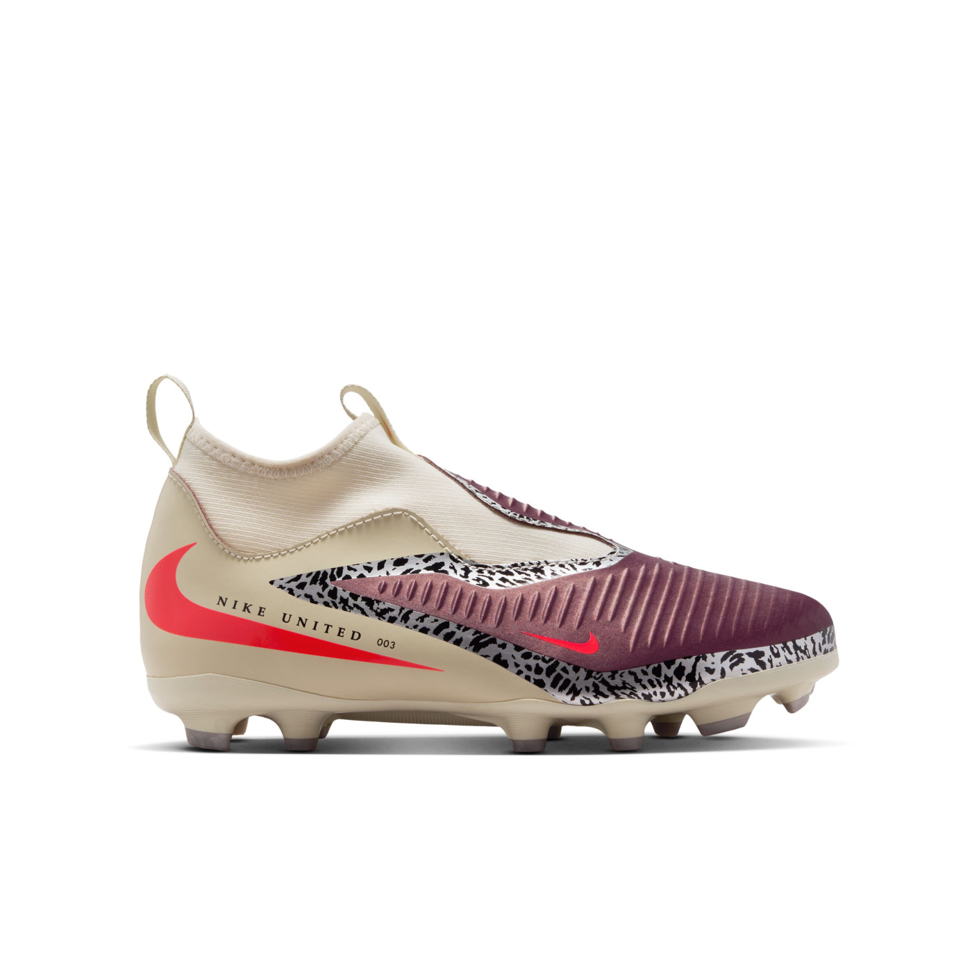 Nike Phantom 6 Academy High Grass/Artificial Grass Football Boots (MG) Kids Off White Burgundy Red