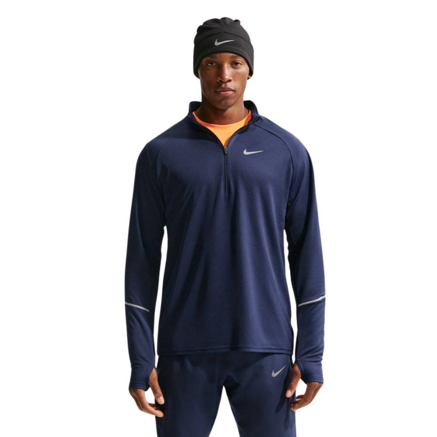 Nike UV Miler Trainingstrui 1/4-Zip Donkerblauw Zilver