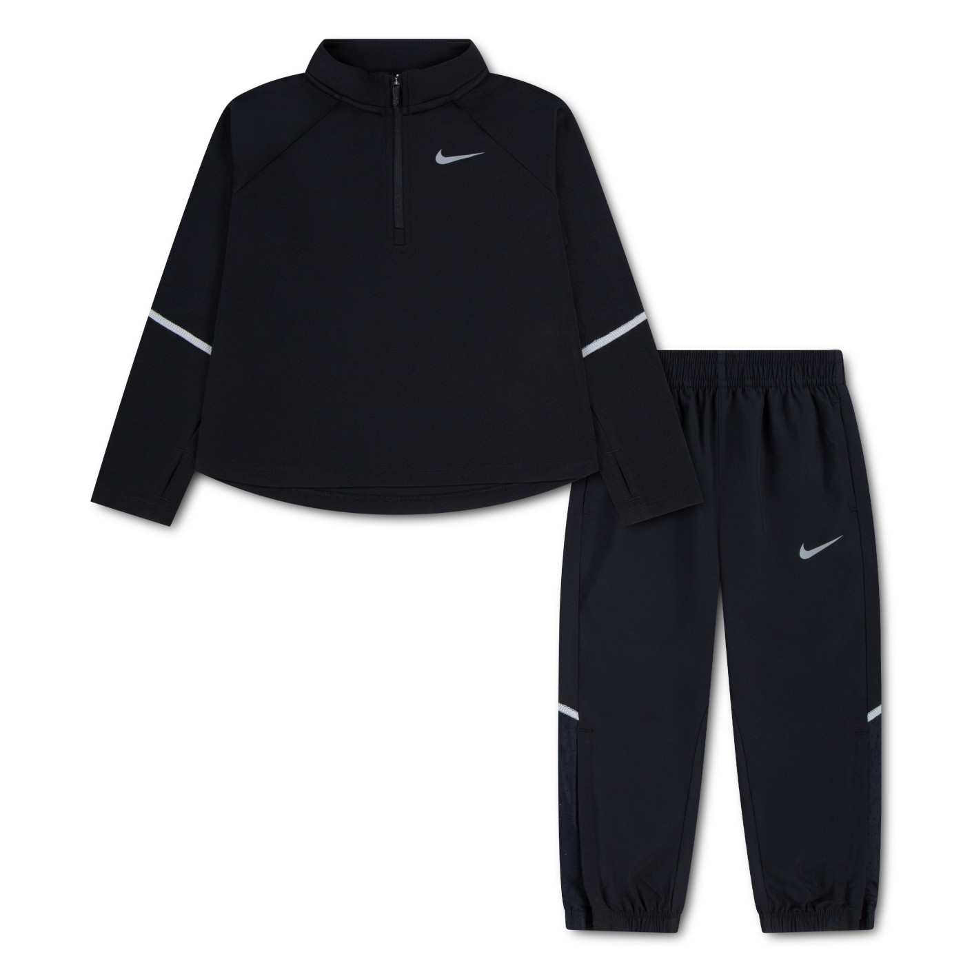 Nike Trainingspak Miler 1/4-Zip Kleuters Zwart Zilver