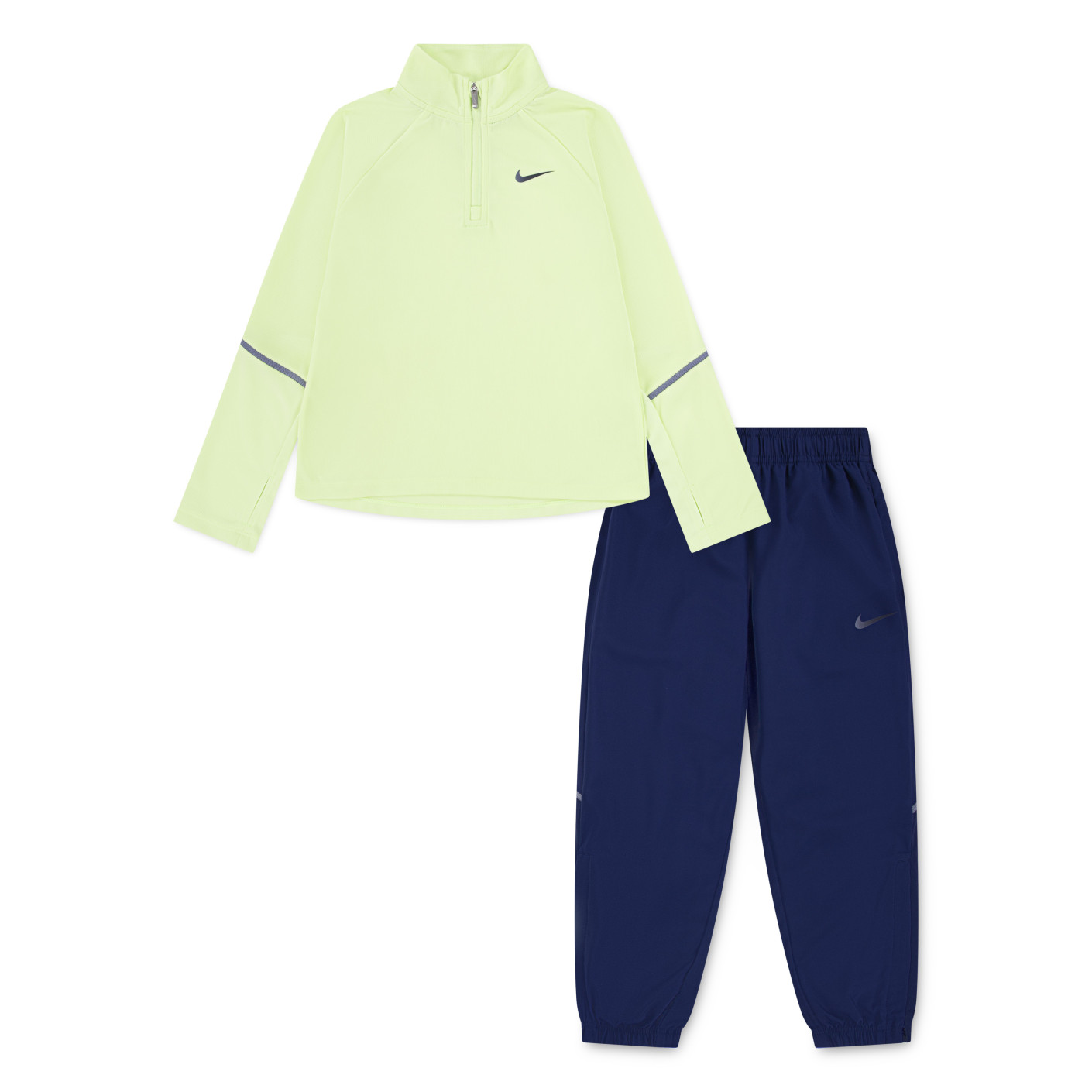 Nike Trainingspak Miler 1/4-Zip Kleuters Lichtgroen Donkerblauw Zilver