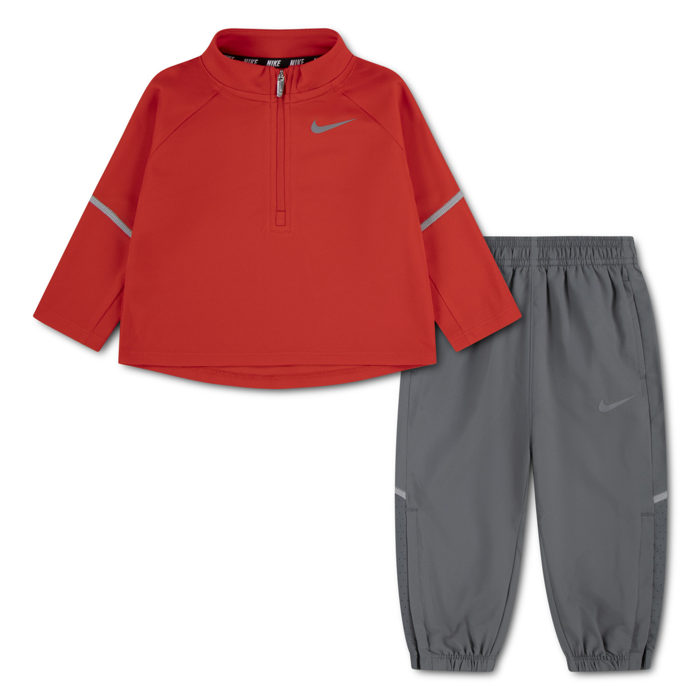 Nike Trainingspak Miler 1/4-Zip Kleuters Rood Donkergrijs Zilver