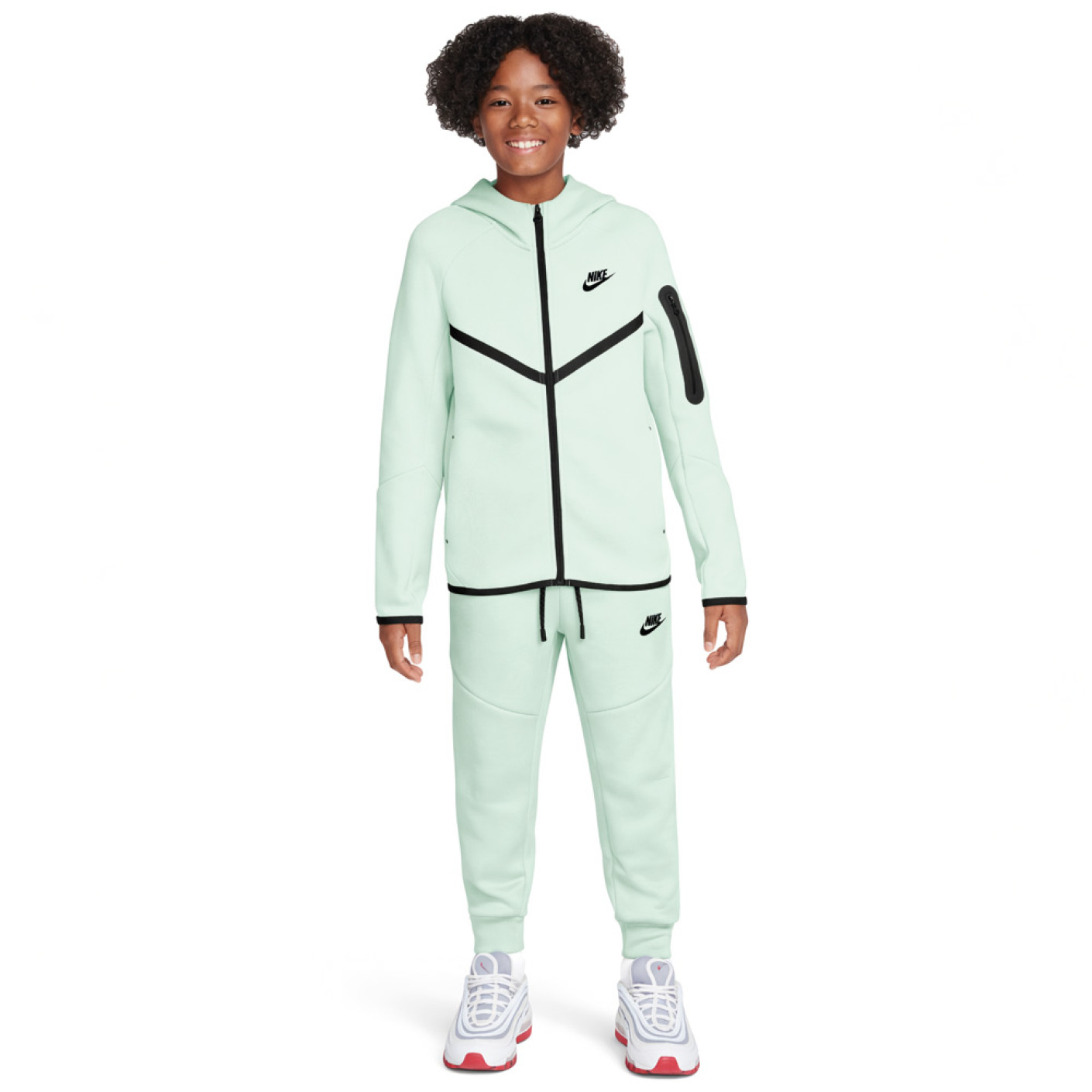 Nike Sportswear Tech Fleece Trainingspak Kids Lichtgroen Zwart