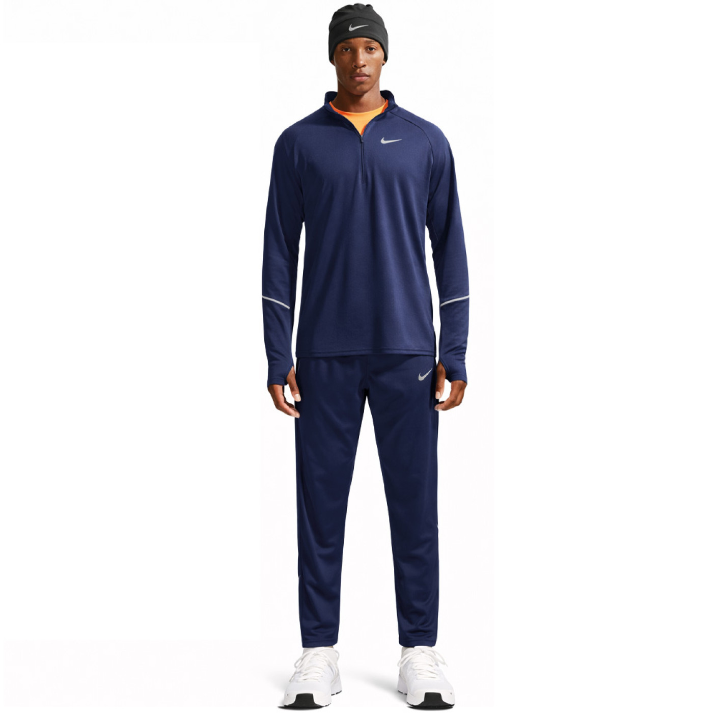 Nike UV Miler Trainingspak 1/4-Zip Donkerblauw Zilver