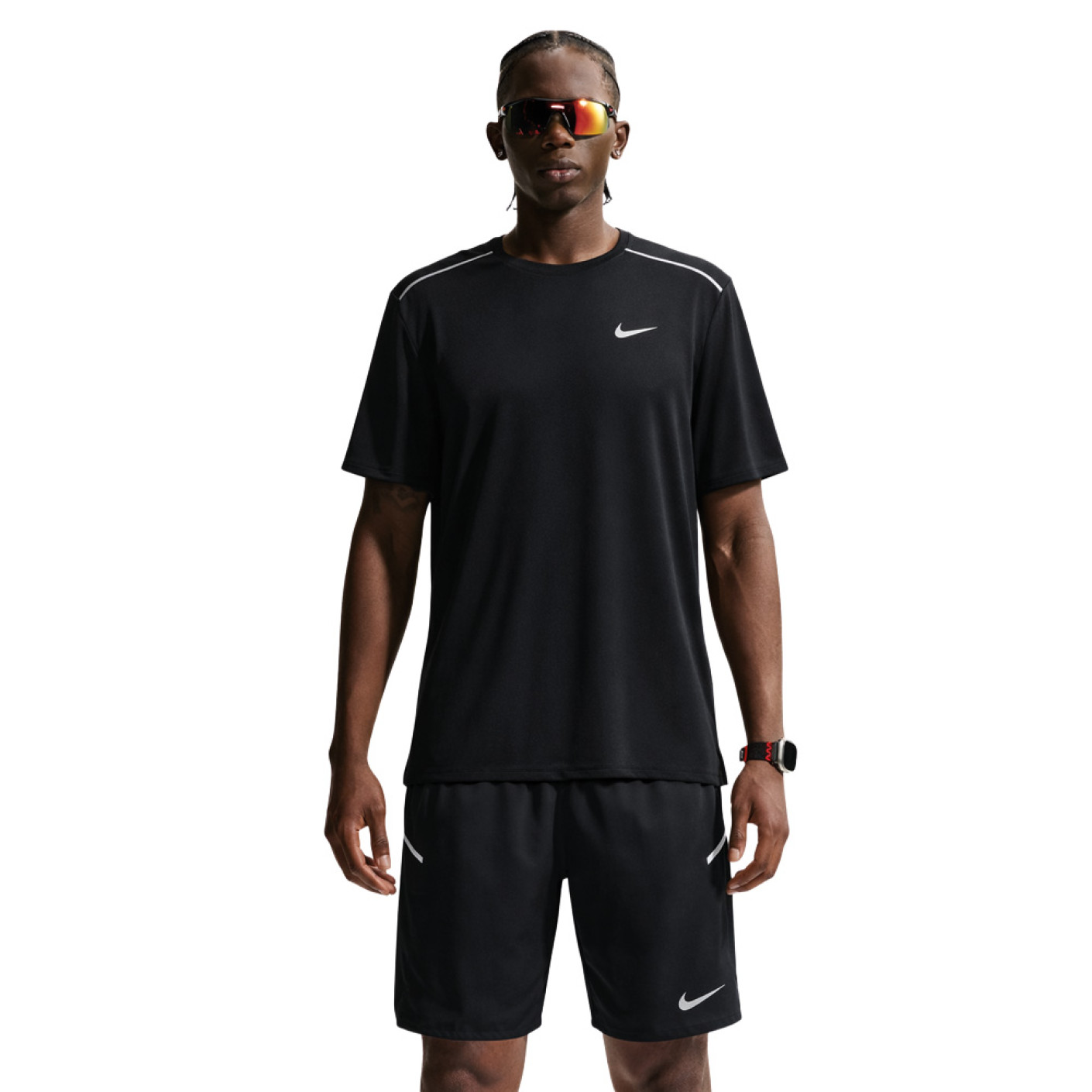 Nike UV Miler Trainingsset Zwart Zilver
