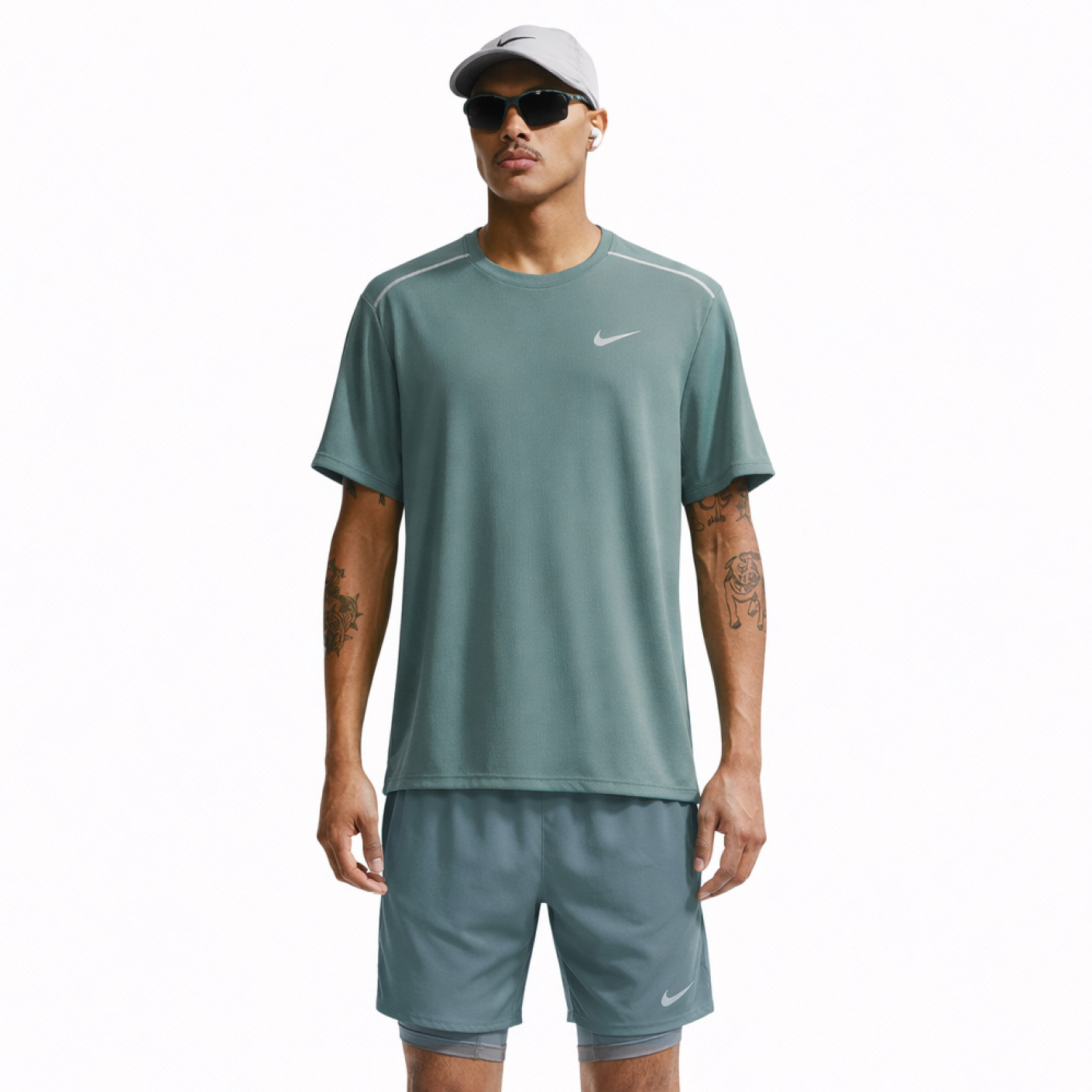 Nike UV Miler Trainingsset Grijsgroen Zilver