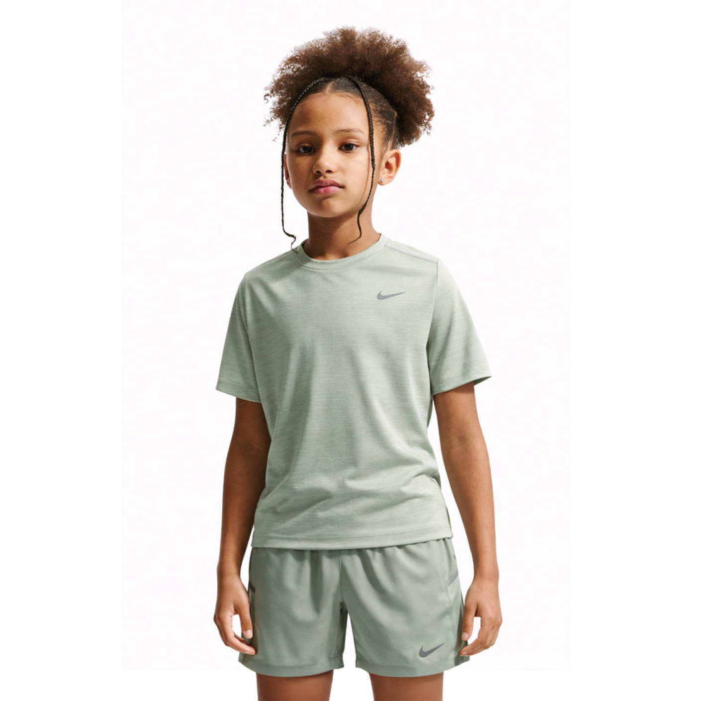 Nike Trainingsset Miler Kids Grijsgroen Grijs