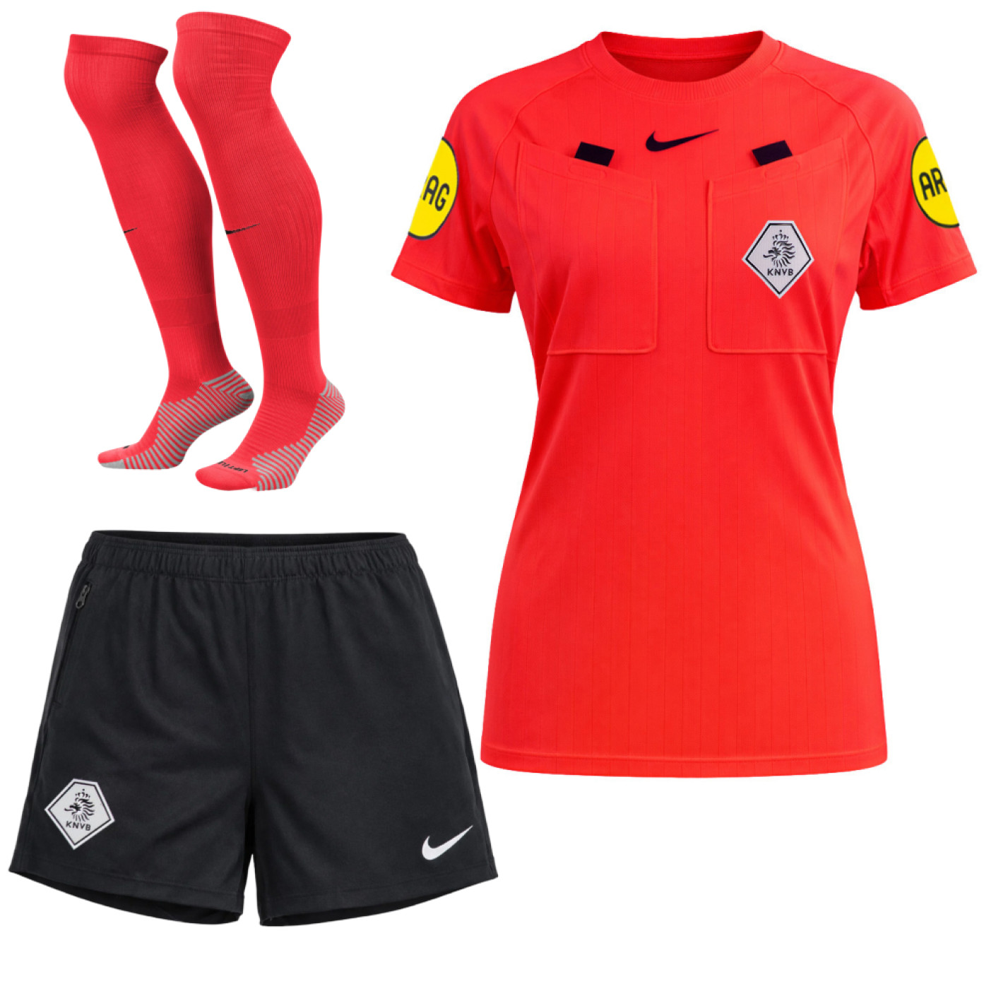 Nike KNVB Scheidsrechterstenue 2026-2028 Dames Felrood Zwart