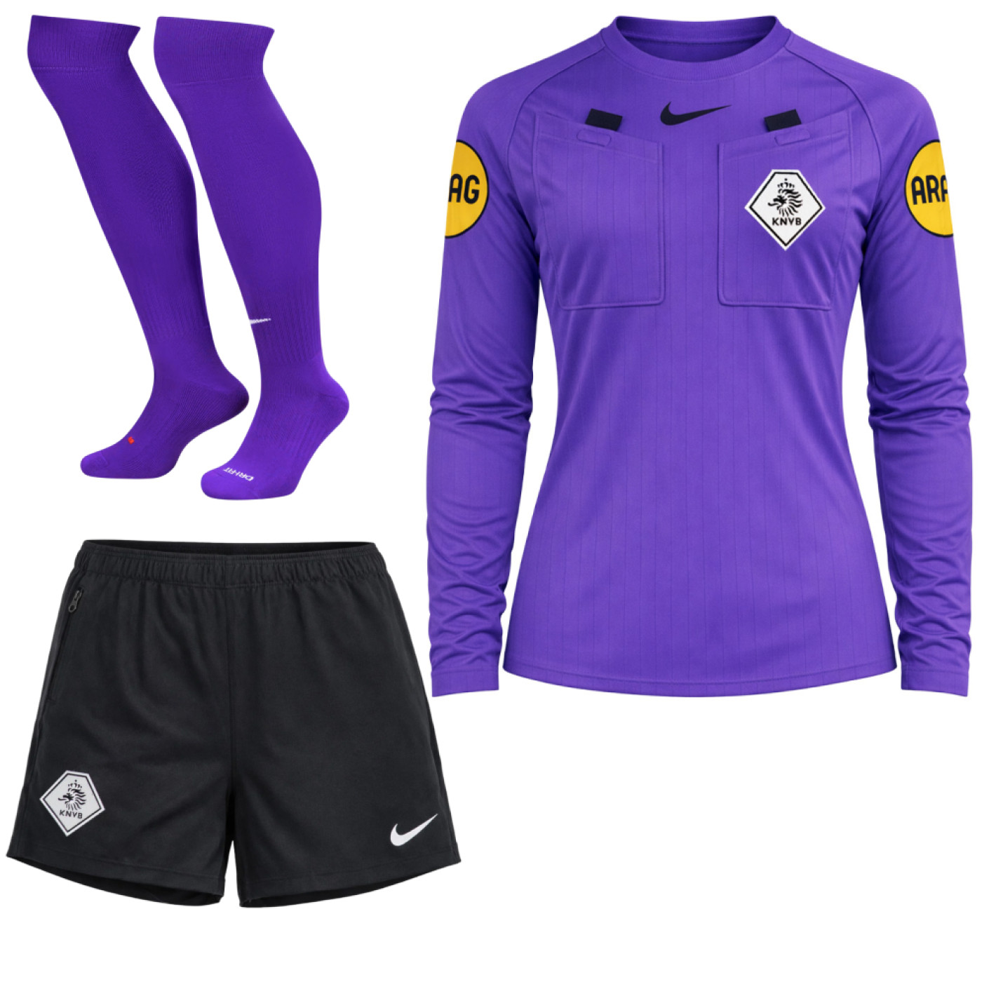 Nike KNVB Referee Kit 2026-2028 Long Sleeve Women Purple Black