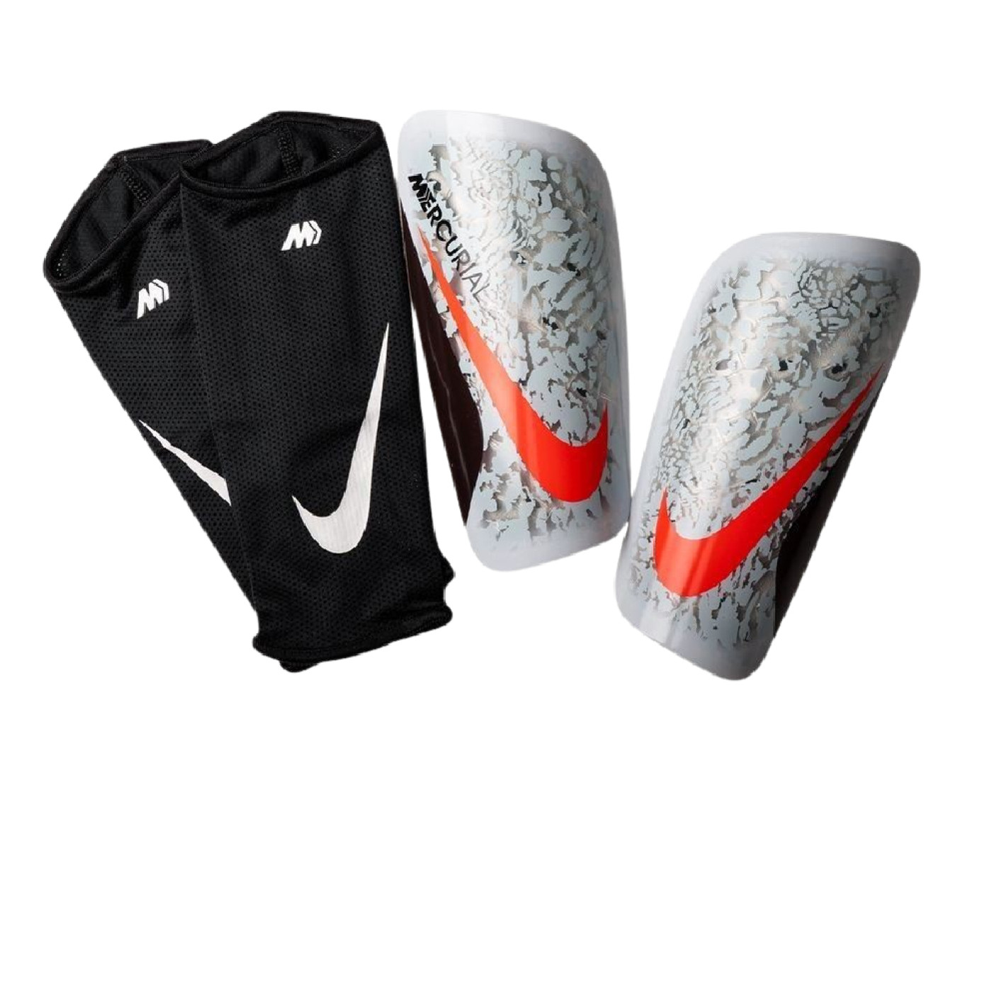 Nike Mercurial Shin Guards Lite Silver Burgundy Orange Beige