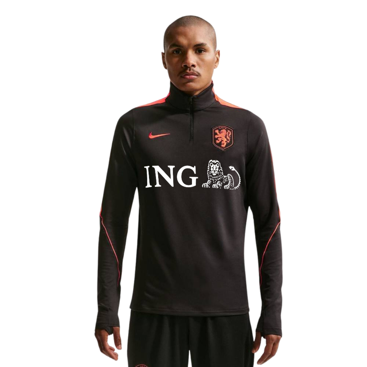 Nike Nederlands Elftal Strike Trainingstrui 1/4-Zip 2026-2028 Zwart Feloranje