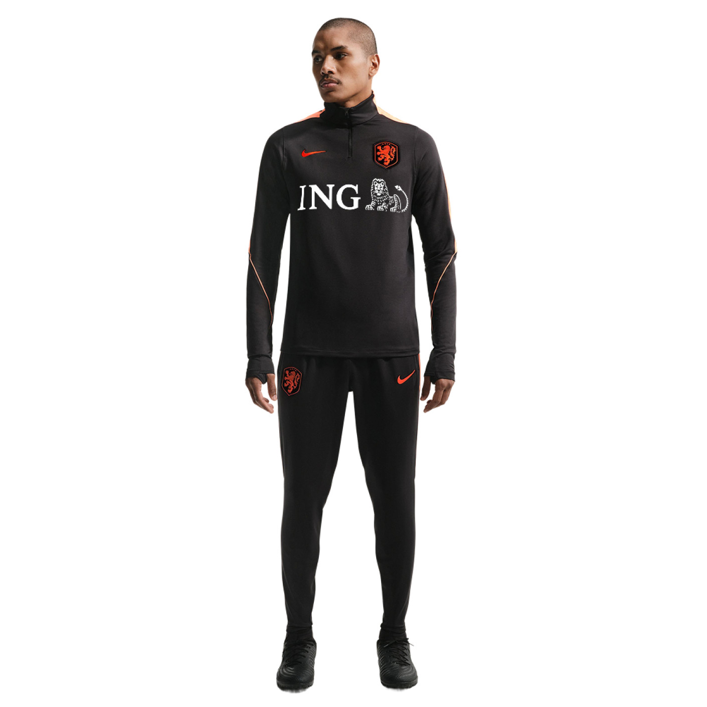 Nike Nederlands Elftal Strike Trainingspak 1/4-Zip 2026-2028 Zwart Feloranje