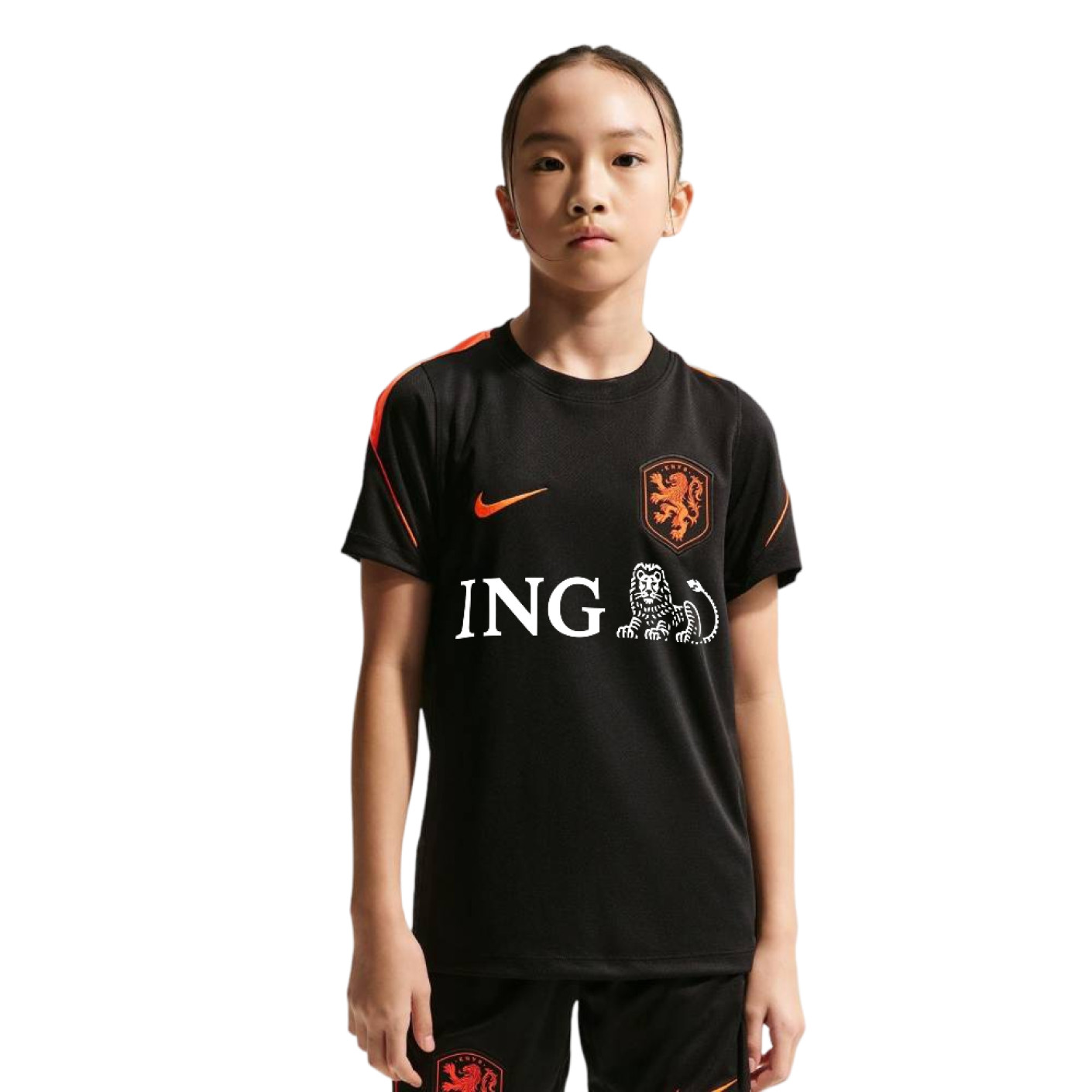 Nike Dutch Team Strike Training Shirt 2026-2028 Kids Black Bright Orange