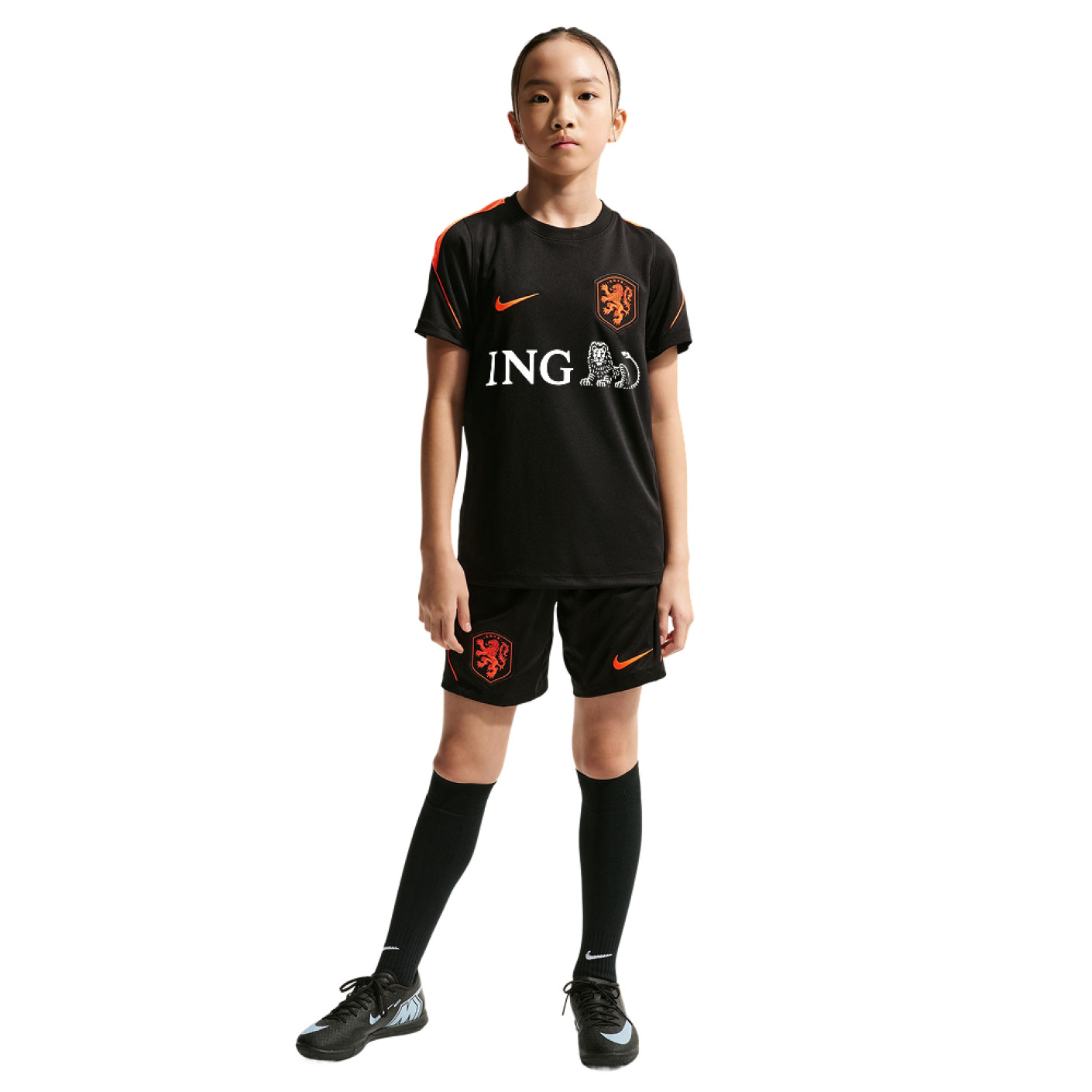 Nike Nederlands Elftal Strike Trainingsset 2026-2028 Kids Zwart Feloranje