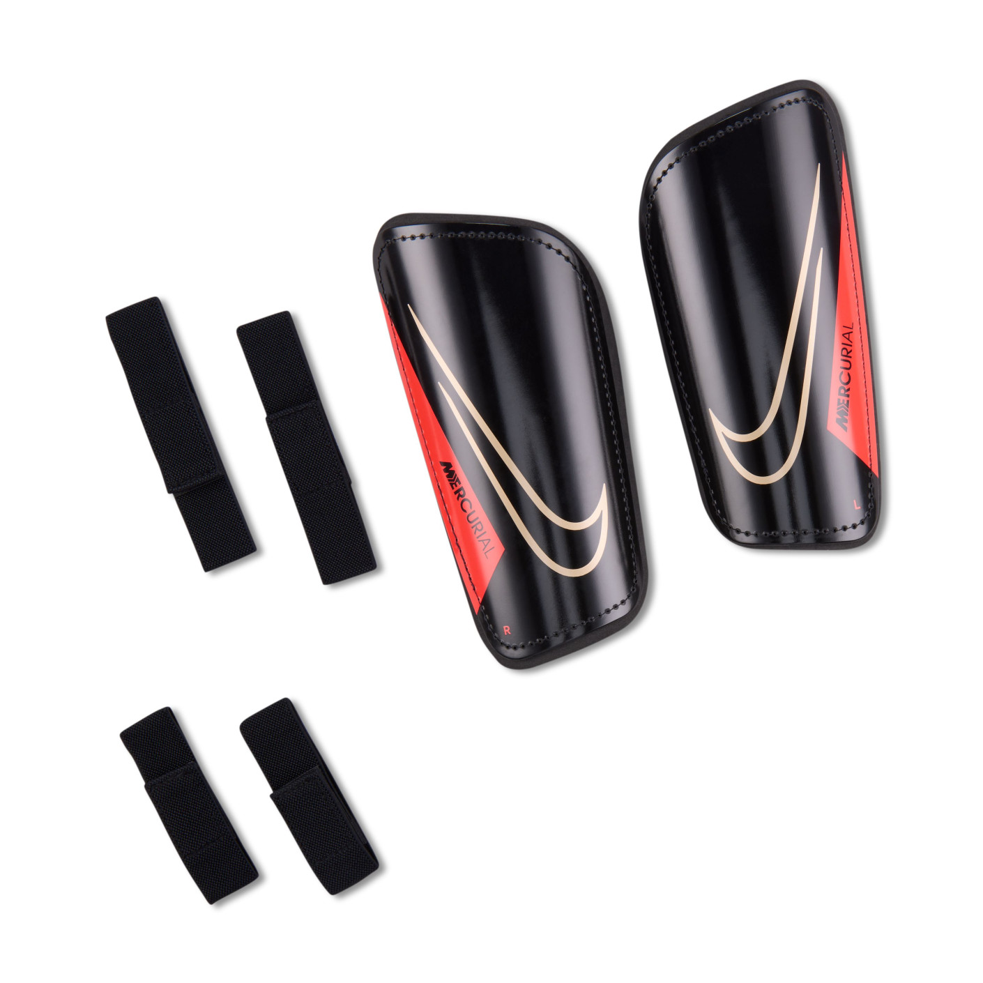 Nike Mercurial Hardshell Shin Guards Black Bright Red Gold