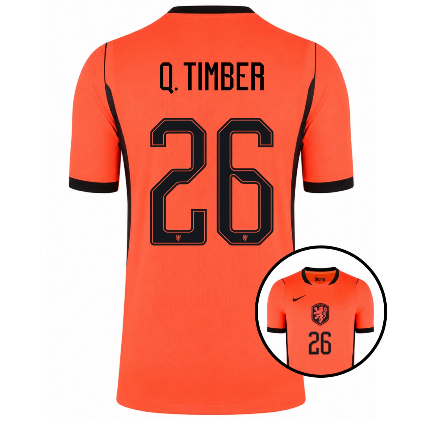 Nike Nederlands Elftal Q. Timber 26 Thuisshirt 2026-2028