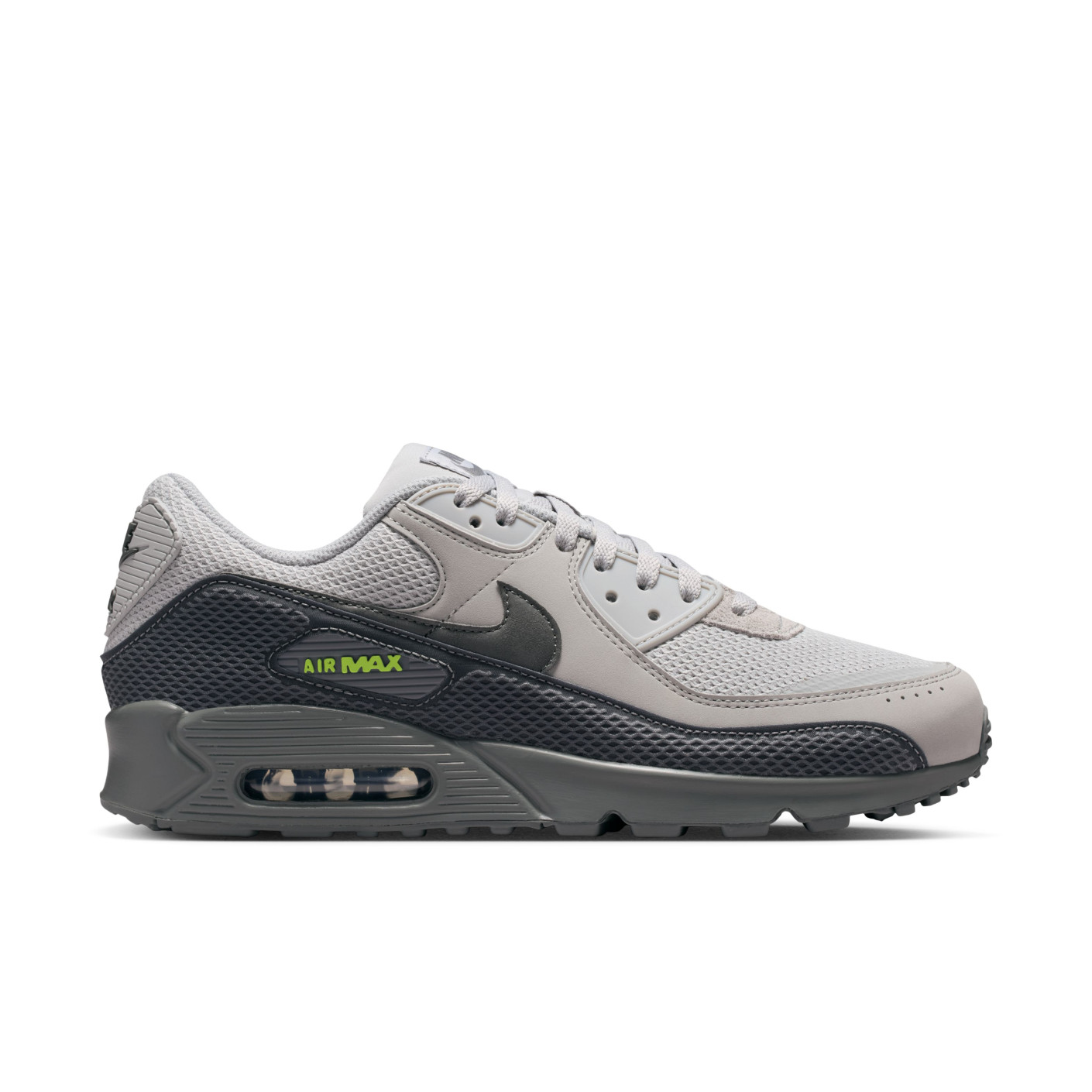 Nike Sneakers Air Max 90 Premium Beige Zwart Donkergrijs Neongroen