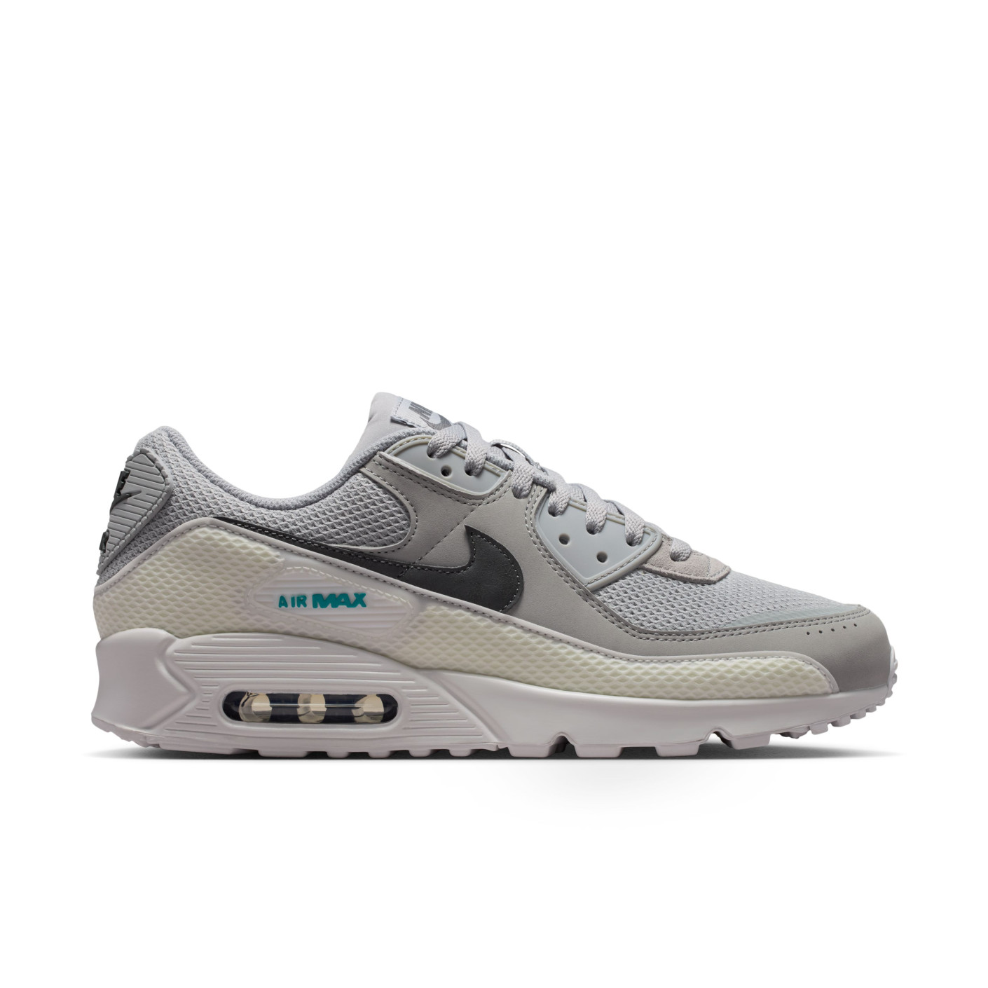 Nike Sneakers Air Max 90 Premium Grijs Zilvergrijs Zwart Turquoise