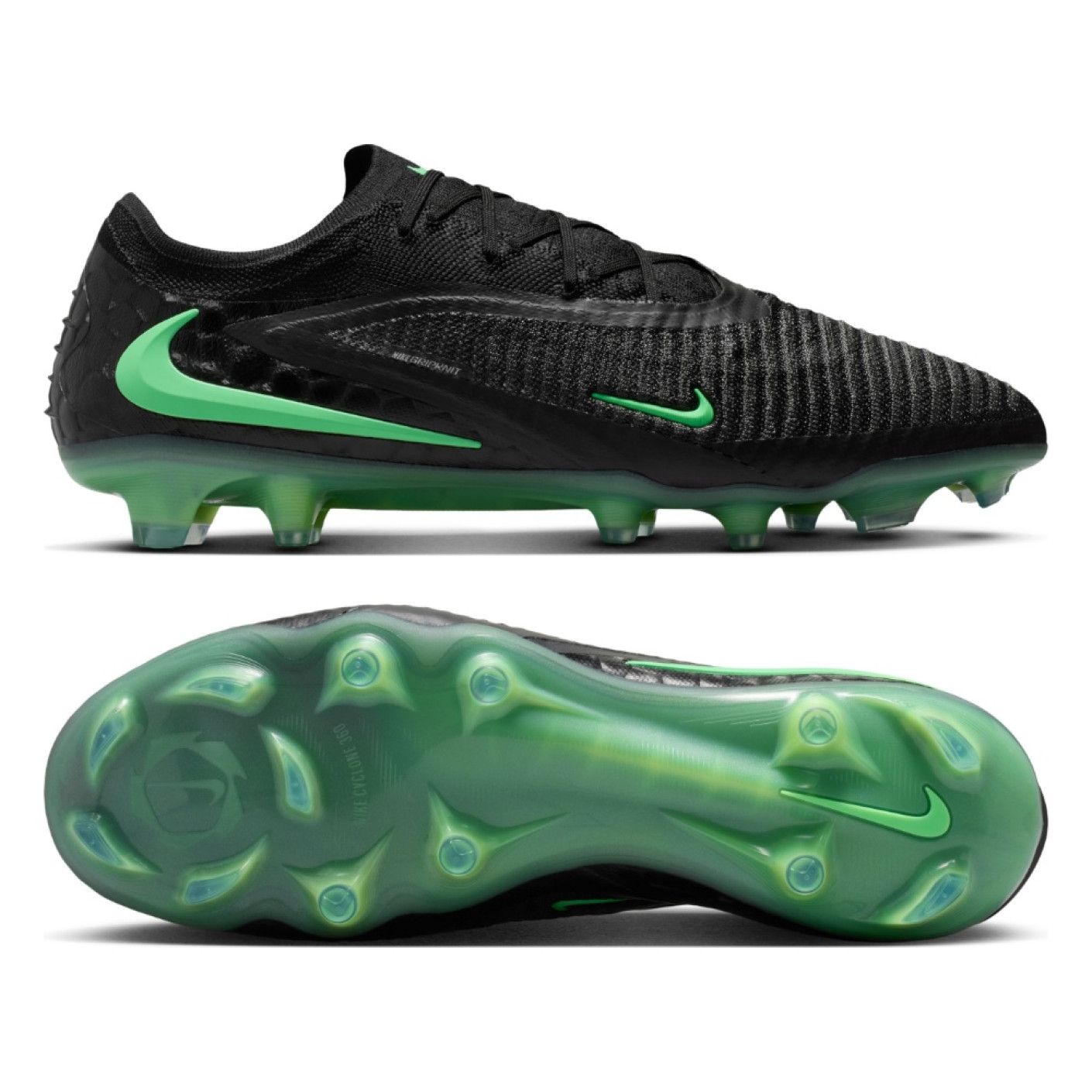 Nike Phantom 6 Low Elite (FG) Gras Voetbalschoenen Zwart Felgroen
