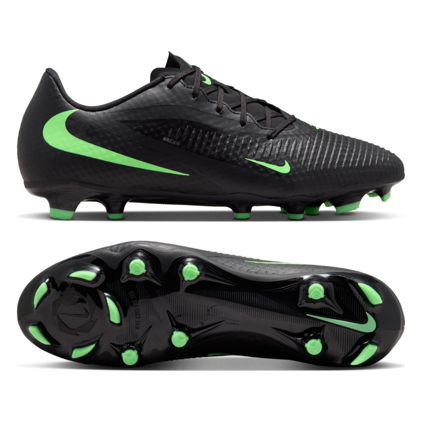 Nike Phantom 6 Low Academy (MG) Grass/Artificial Grass Football Boots Black Bright Green