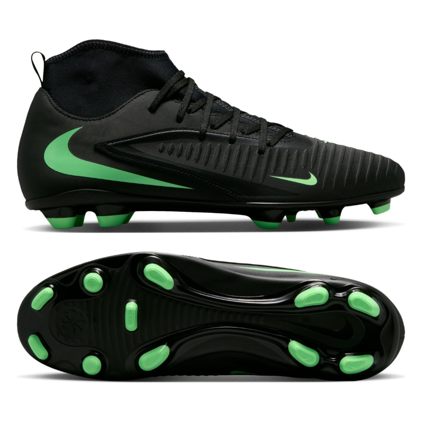 Nike Phantom 6 High Club (MG) Grass/Artificial Grass Football Boots Black Bright Green