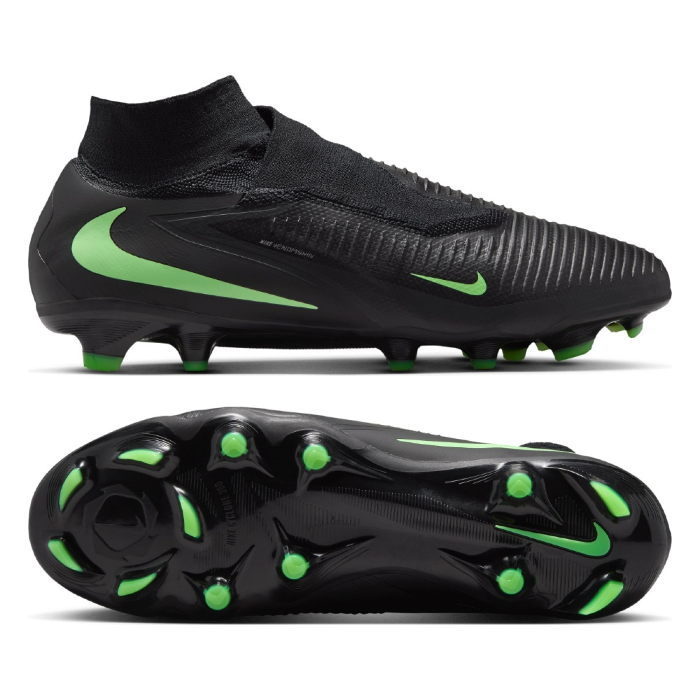 Nike Phantom 6 High Pro (FG) Gras Voetbalschoenen Zwart Felgroen