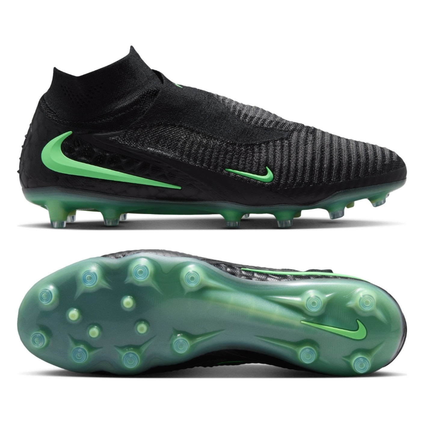 Nike Phantom 6 High Elite (AG) Kunstgras Voetbalschoenen Zwart Felgroen