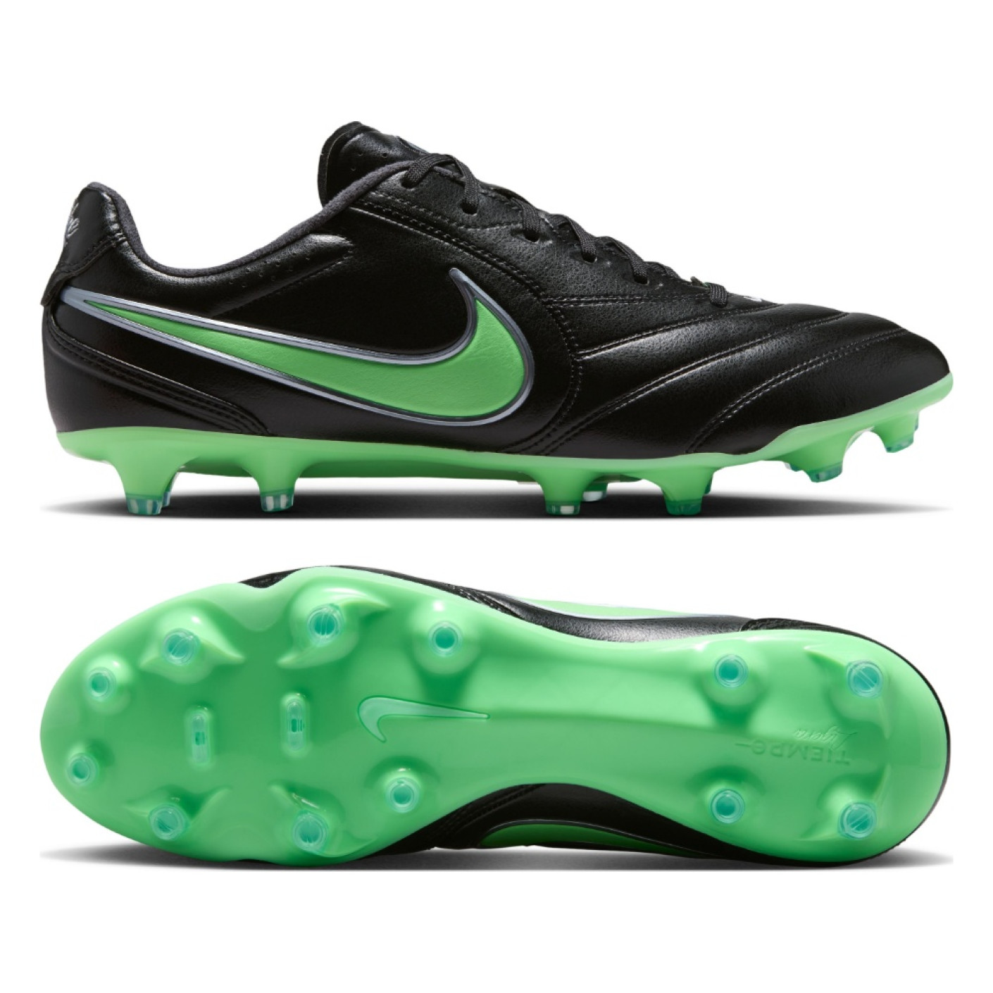 Nike Tiempo Ligera Pro (FG) Gras Voetbalschoenen Zwart Felgroen Zilvergrijs