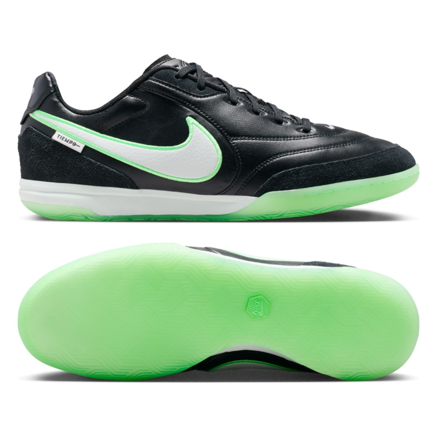 Nike Tiempo Straatvoetbalschoenen Streetgato Zwart Wit Felgroen