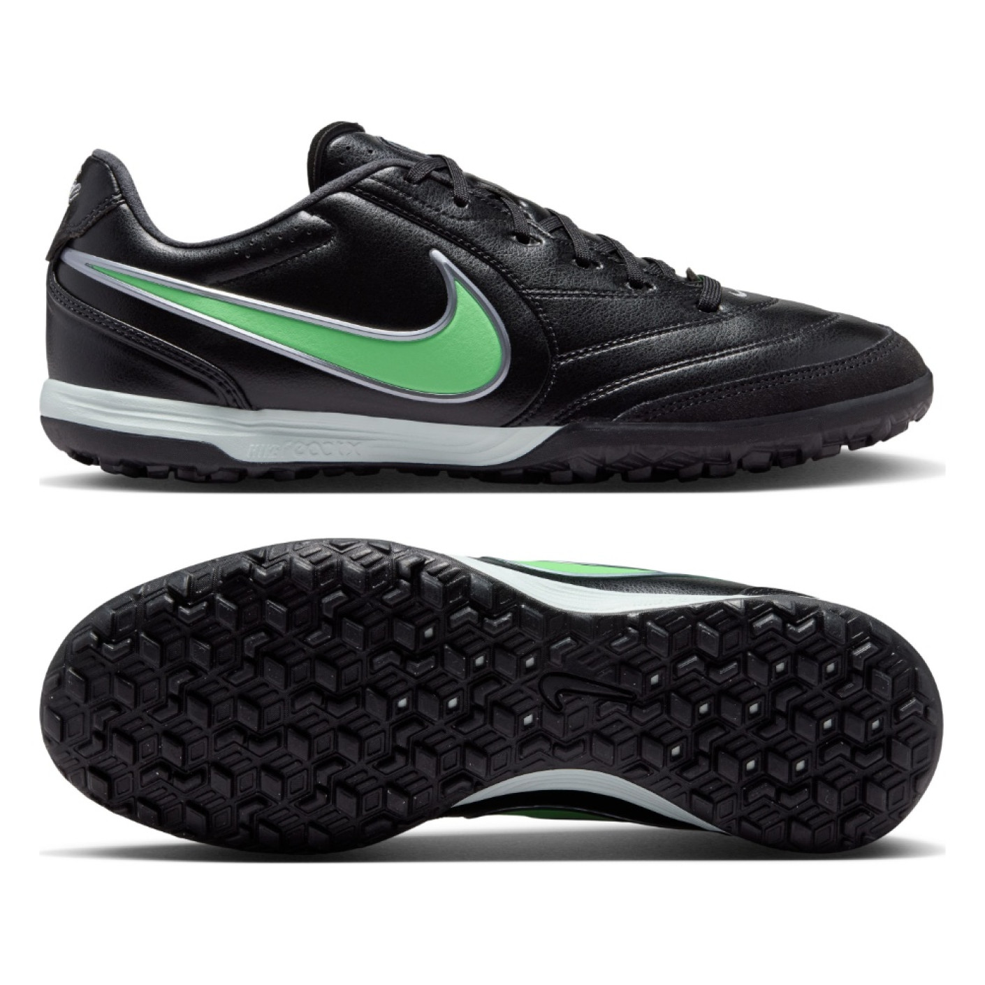 Nike Tiempo Ligera Pro (TF) Turf Football Boots Black Bright Green Silver Grey