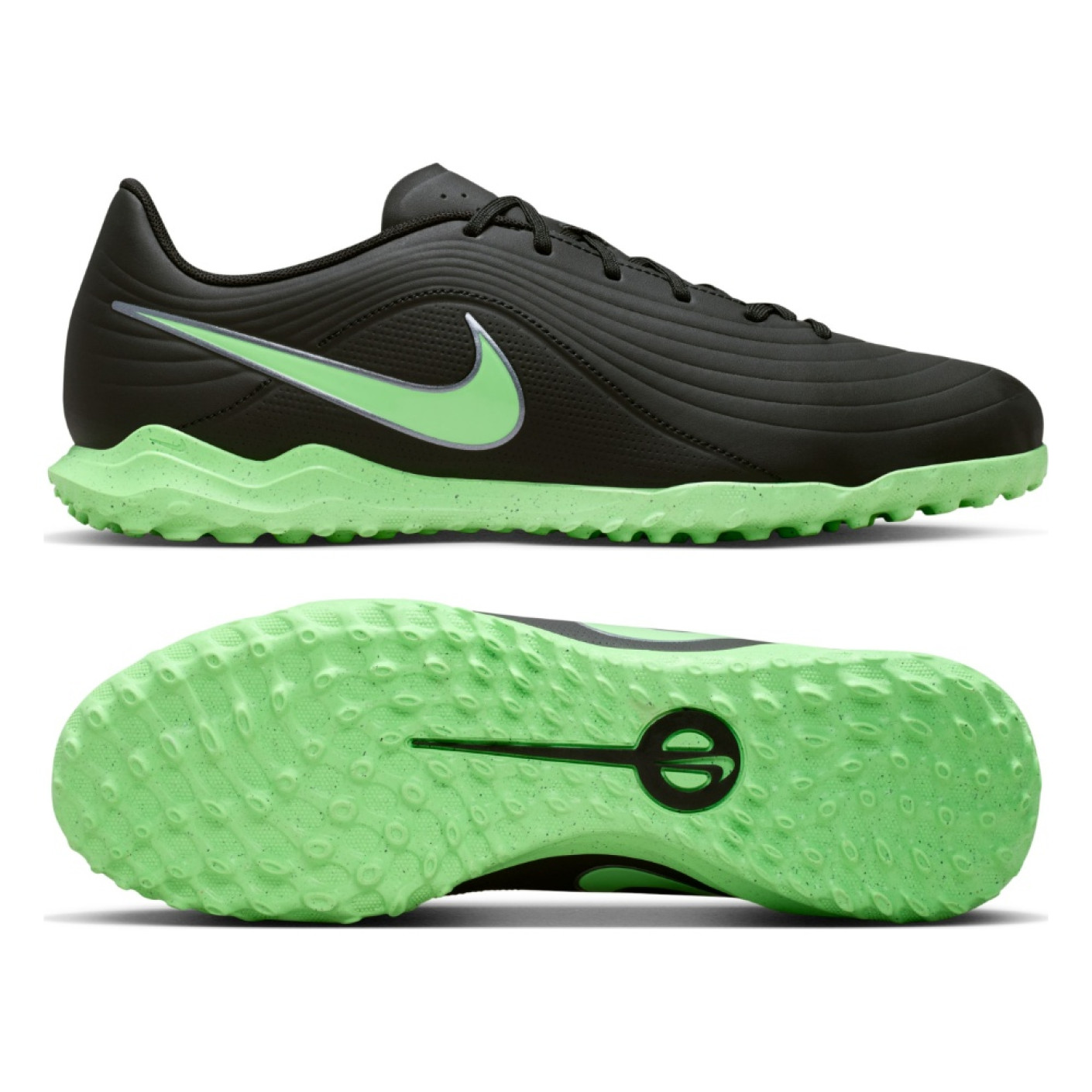 Nike Tiempo Maestro Club (TF) Turf Football Boots Black Bright Green Silver Grey